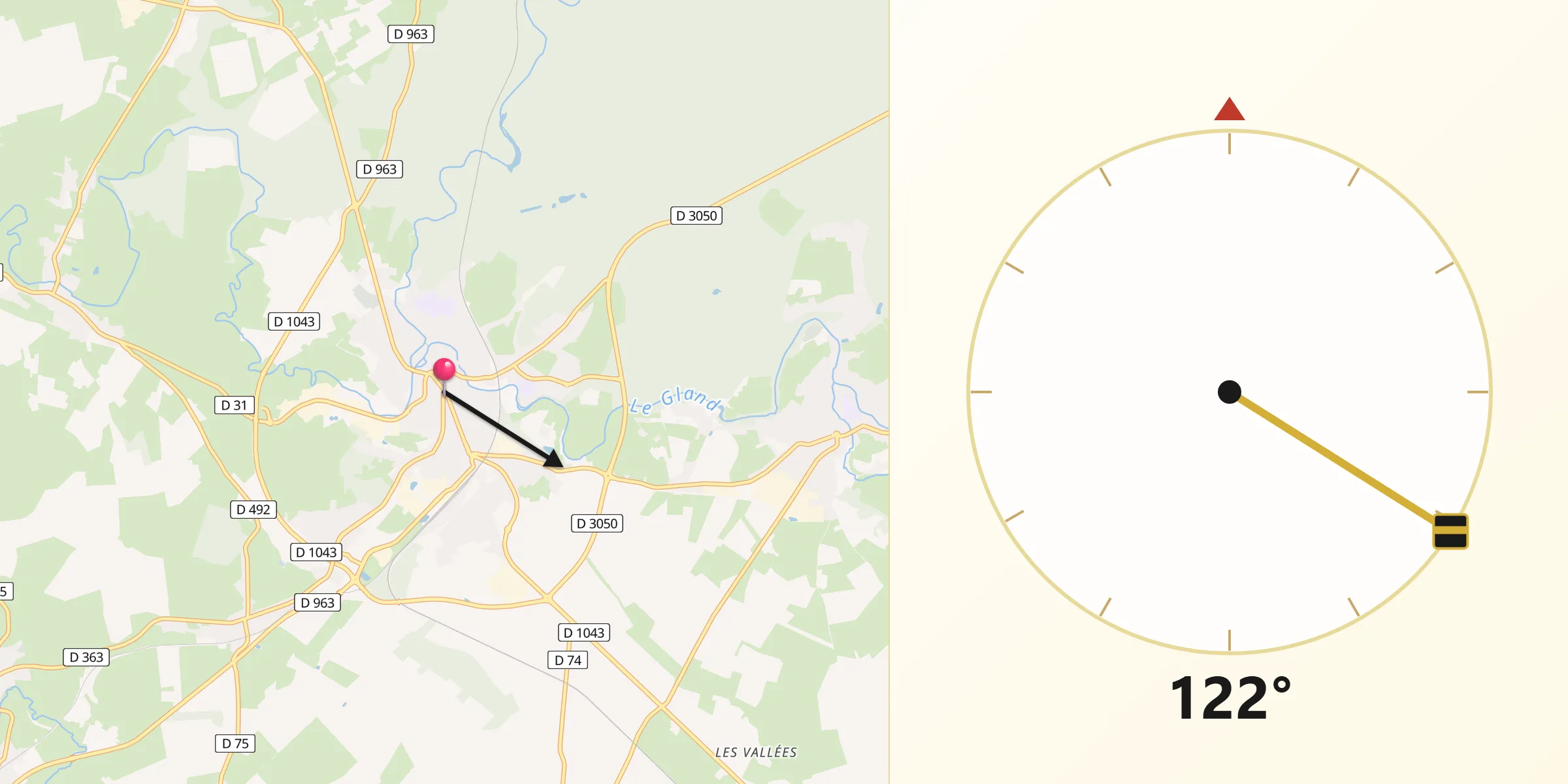 Direction vers la Qibla depuis Hirson