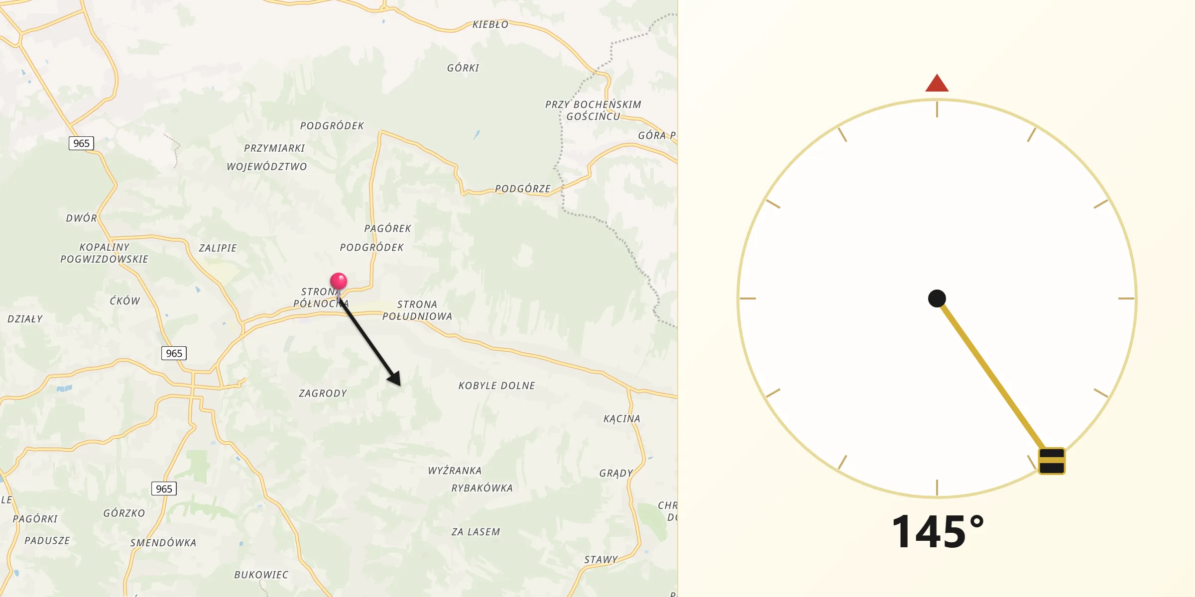 Kierunek Qibla z Stary Wiśnicz
