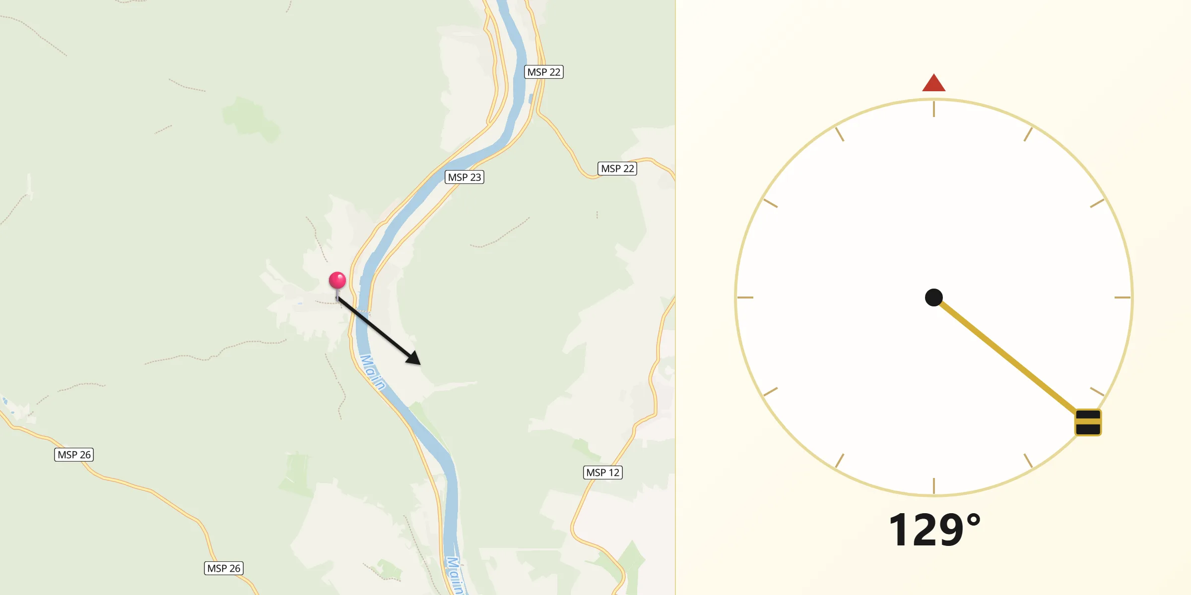 Qibla-Richtung von Neustadt am Main