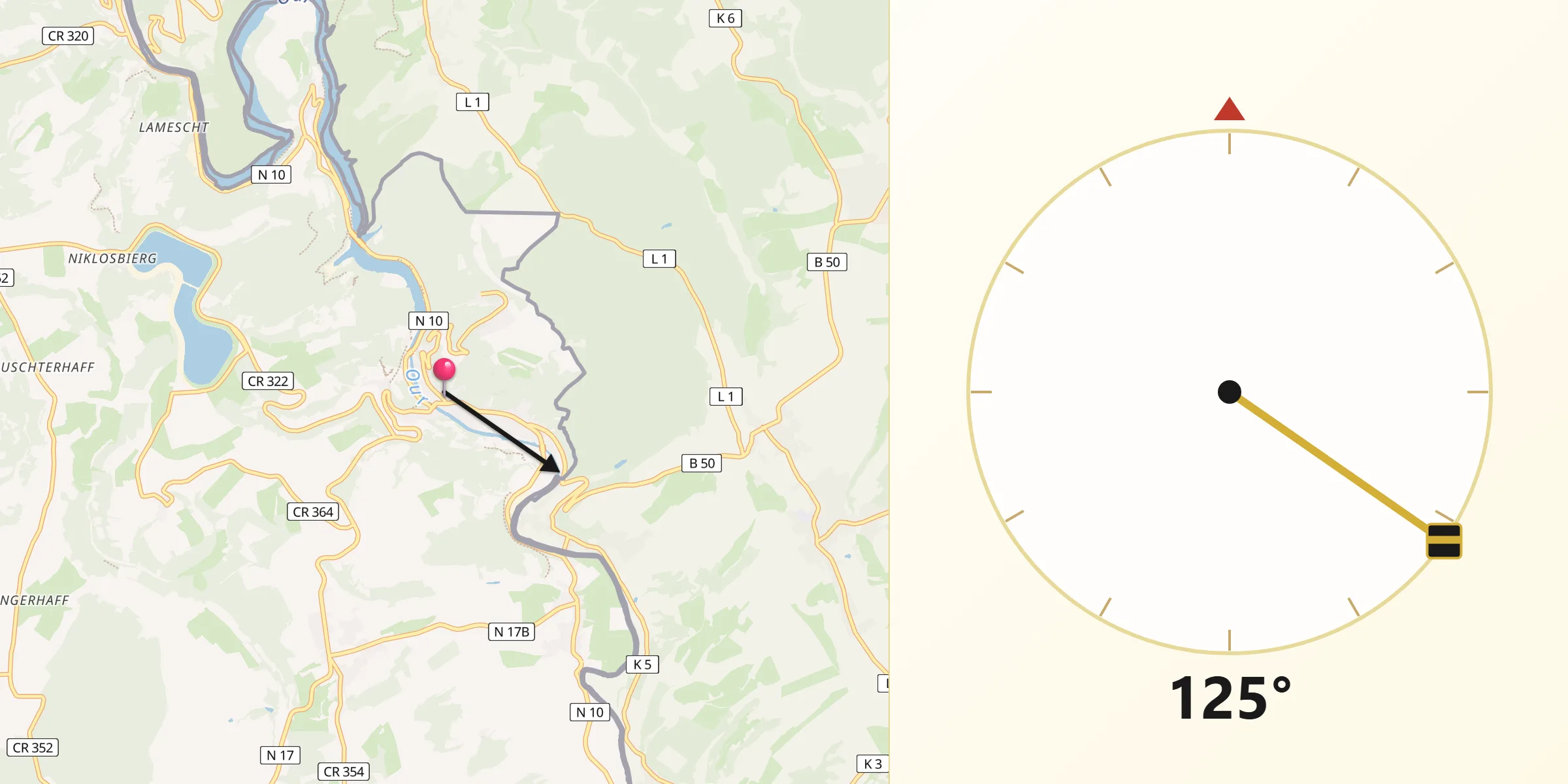Qibla-Richtung von Vianden