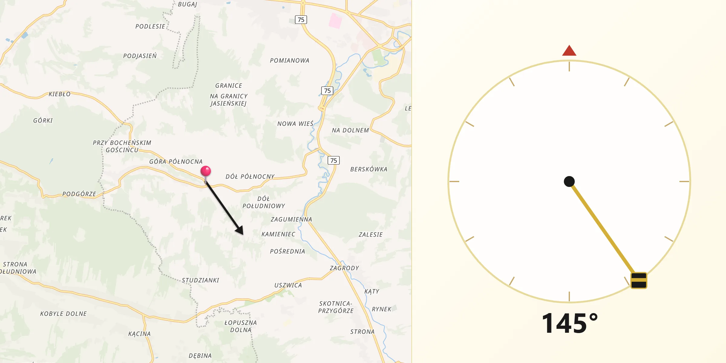 Kierunek Qibla z Poręba Spytkowska