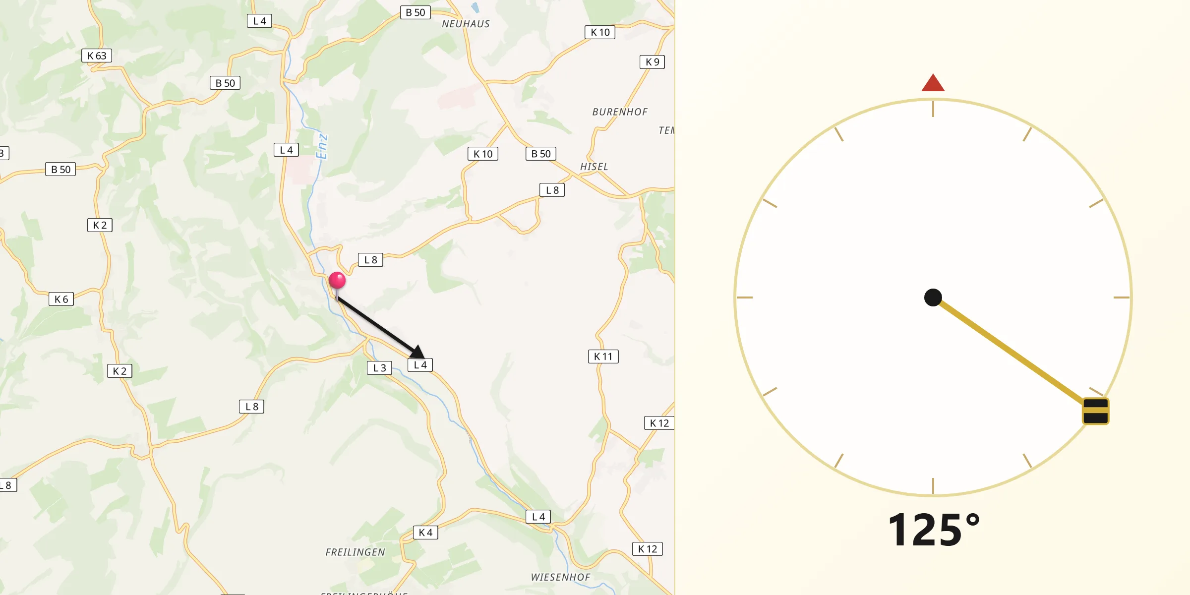 Qibla-Richtung von Mettendorf