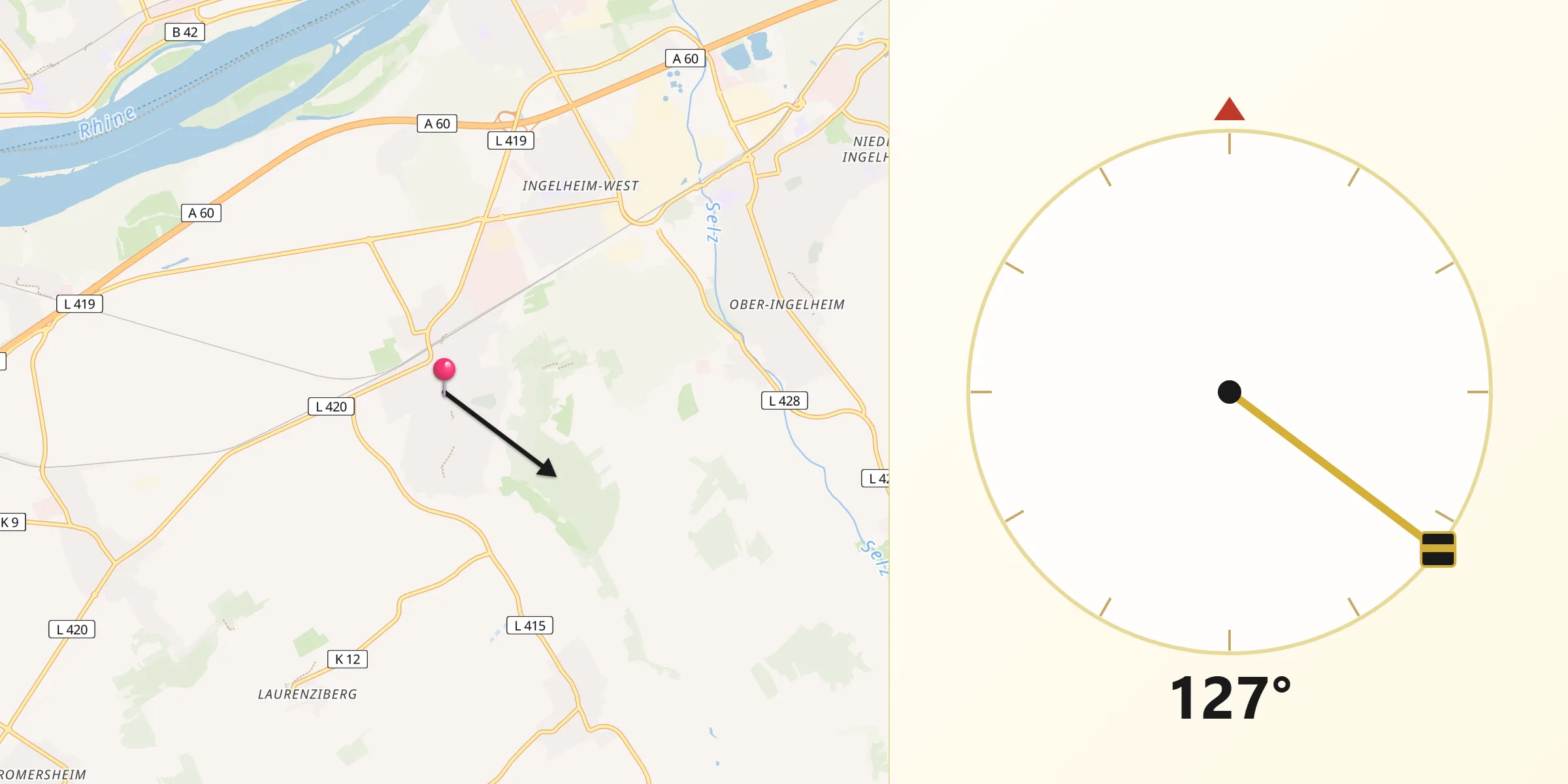 Qibla-Richtung von Gau-Algesheim