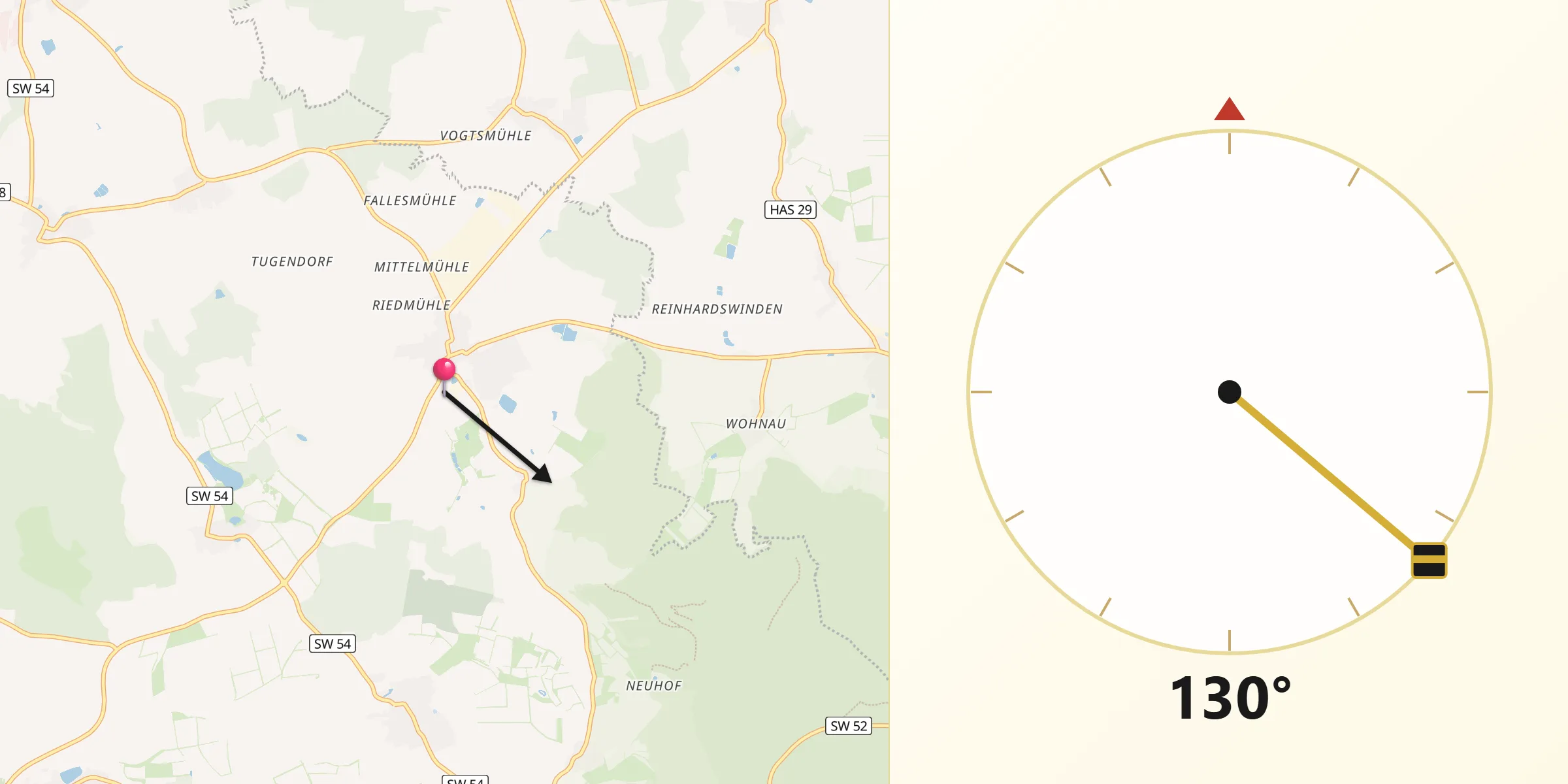 Qibla-Richtung von Donnersdorf