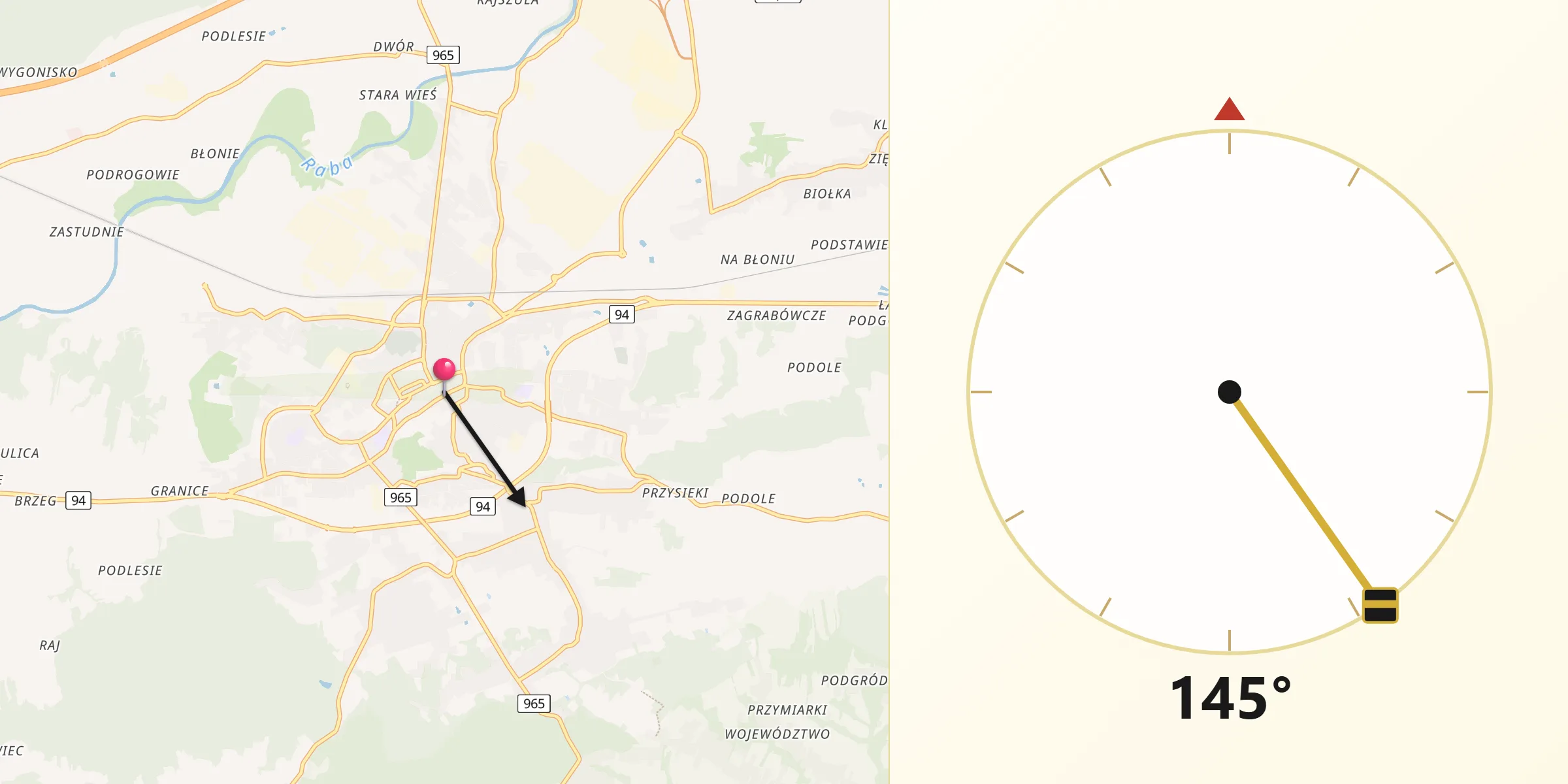 Kierunek Qibla z Bochnia