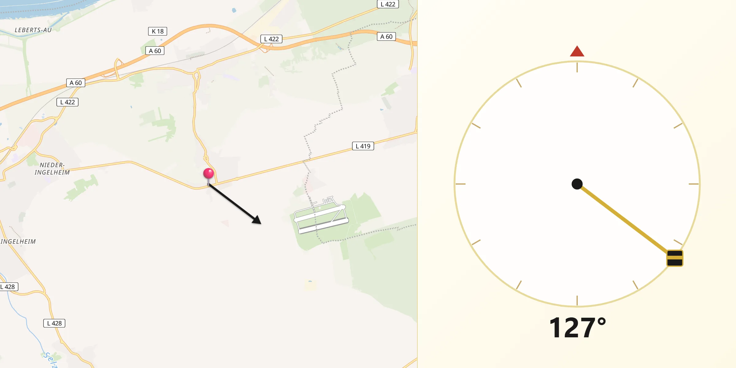 Qibla-Richtung von Wackernheim