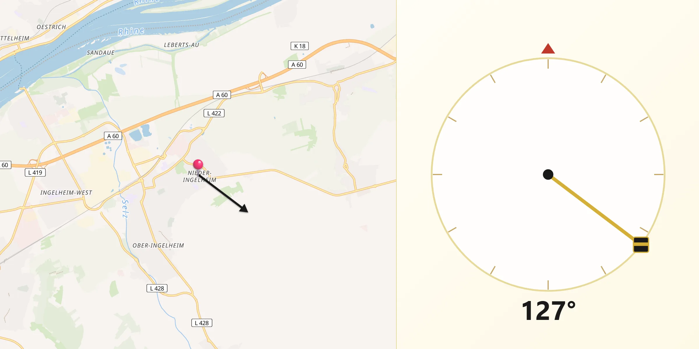 Qibla-Richtung von Nieder-Ingelheim
