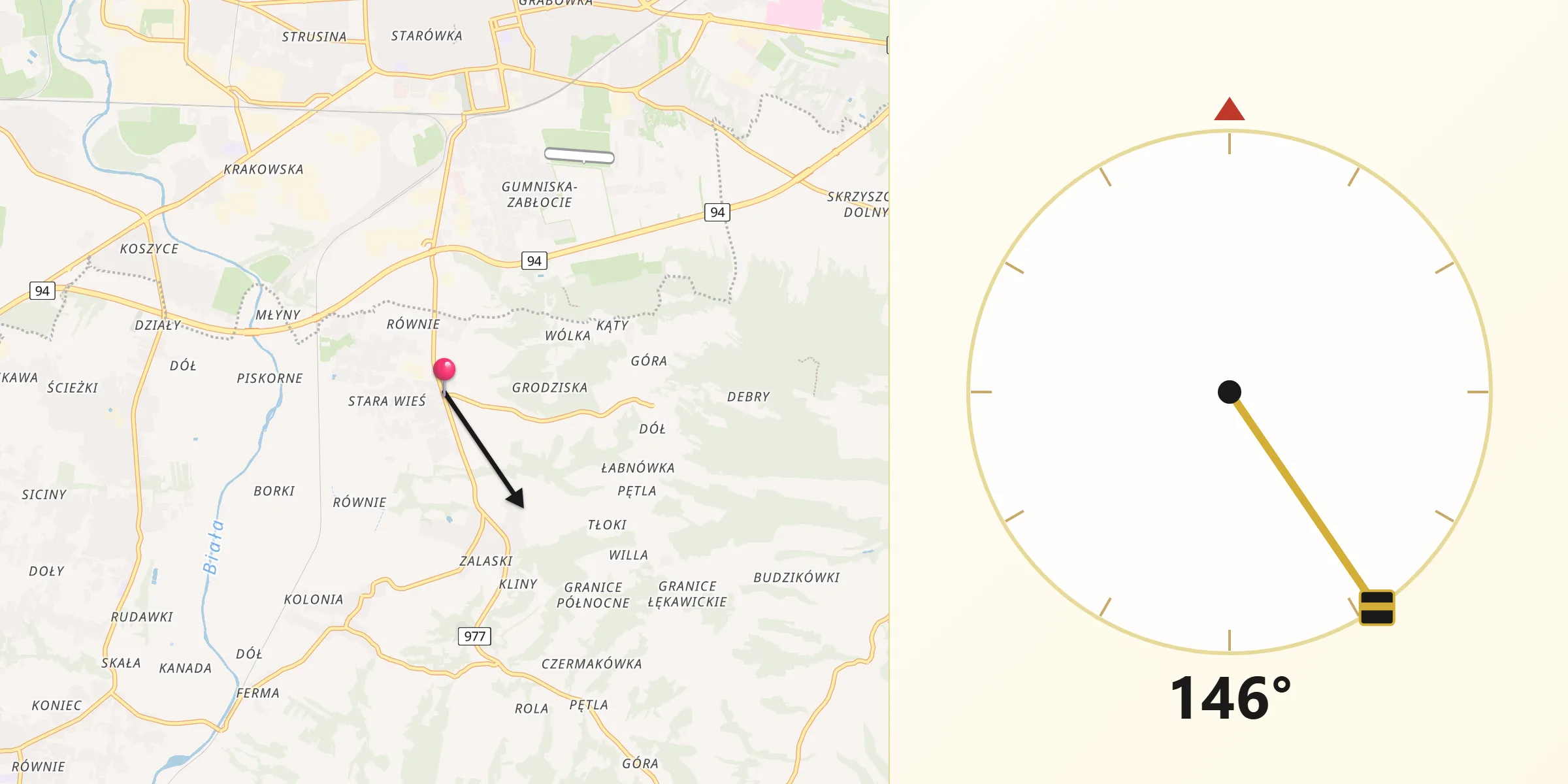 Kierunek Qibla z Tarnowiec