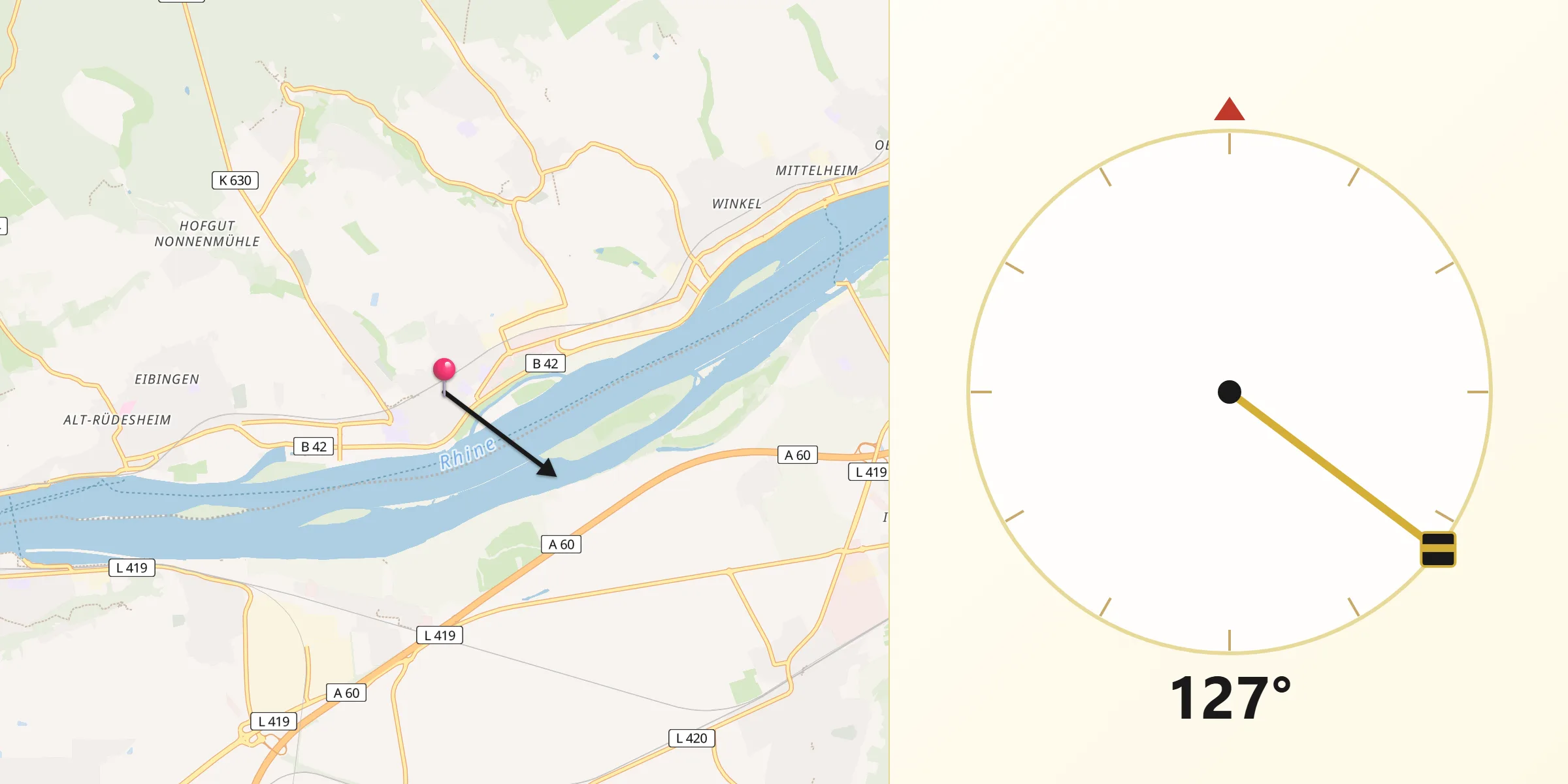 Qibla-Richtung von Geisenheim