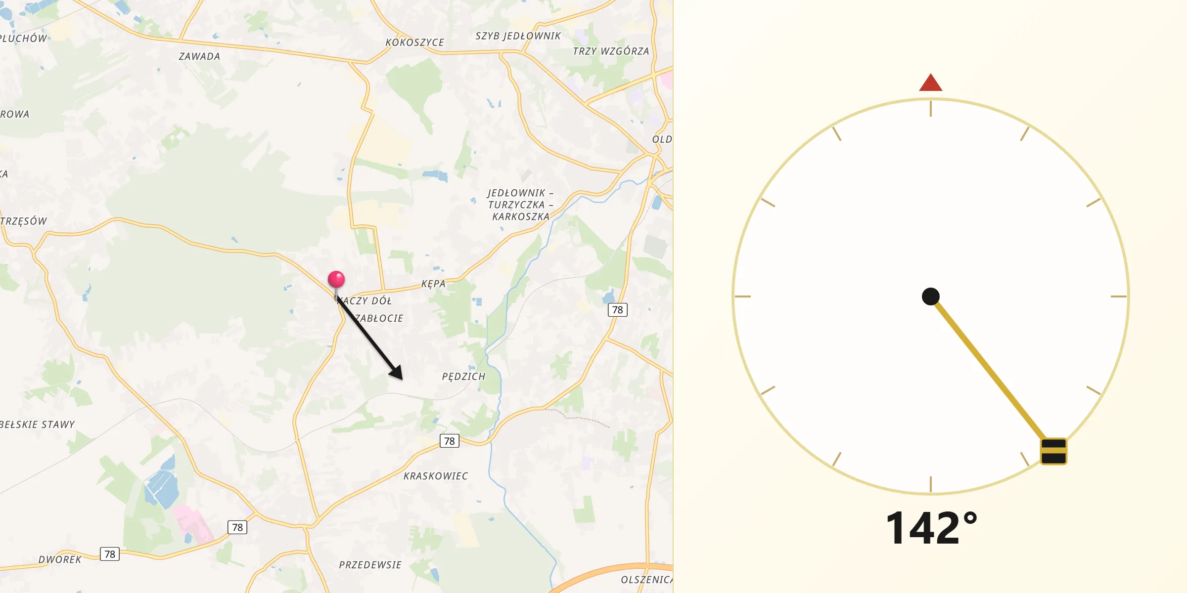 Kierunek Qibla z Czyżowice