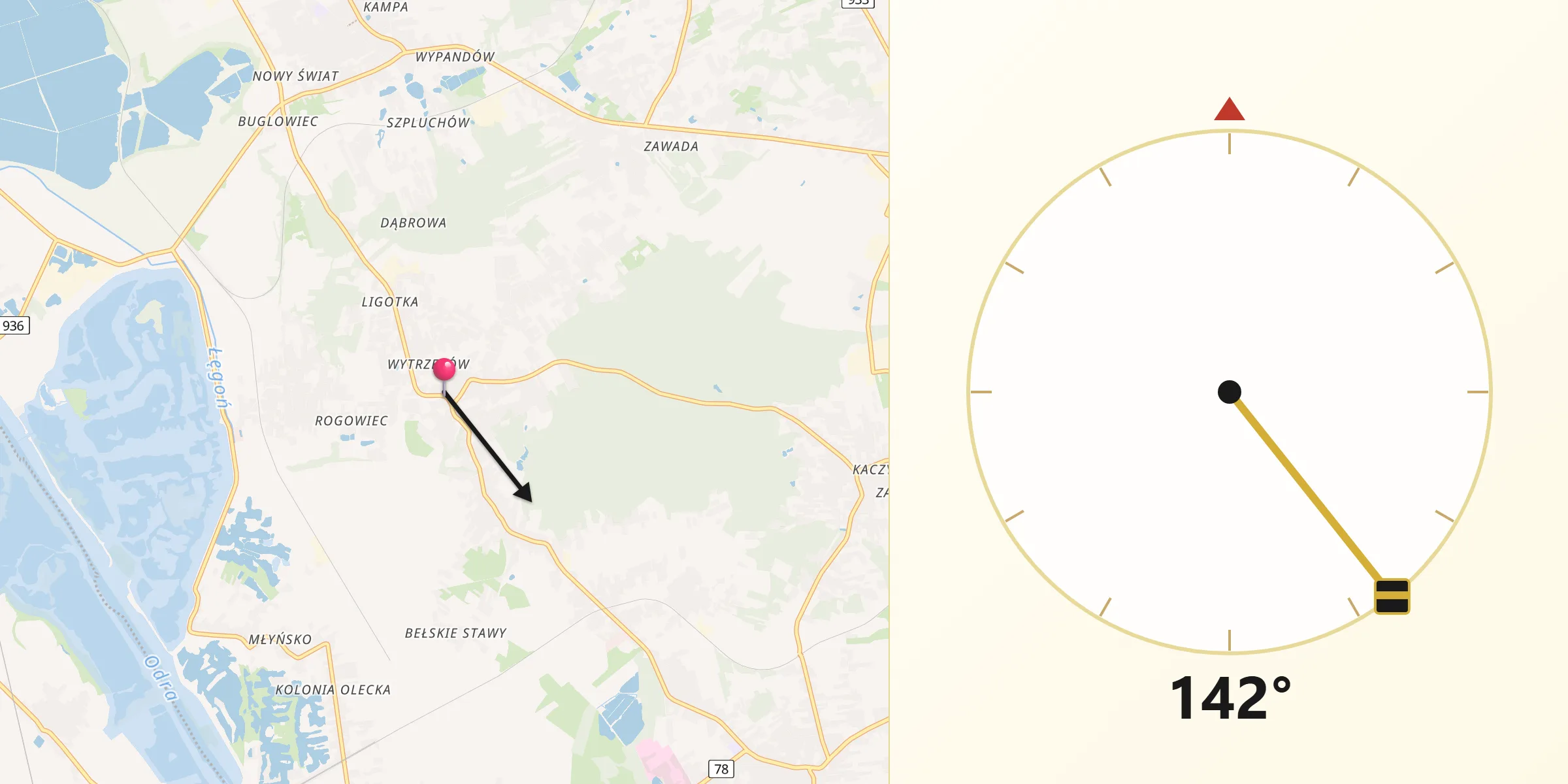 Kierunek Qibla z Rogów