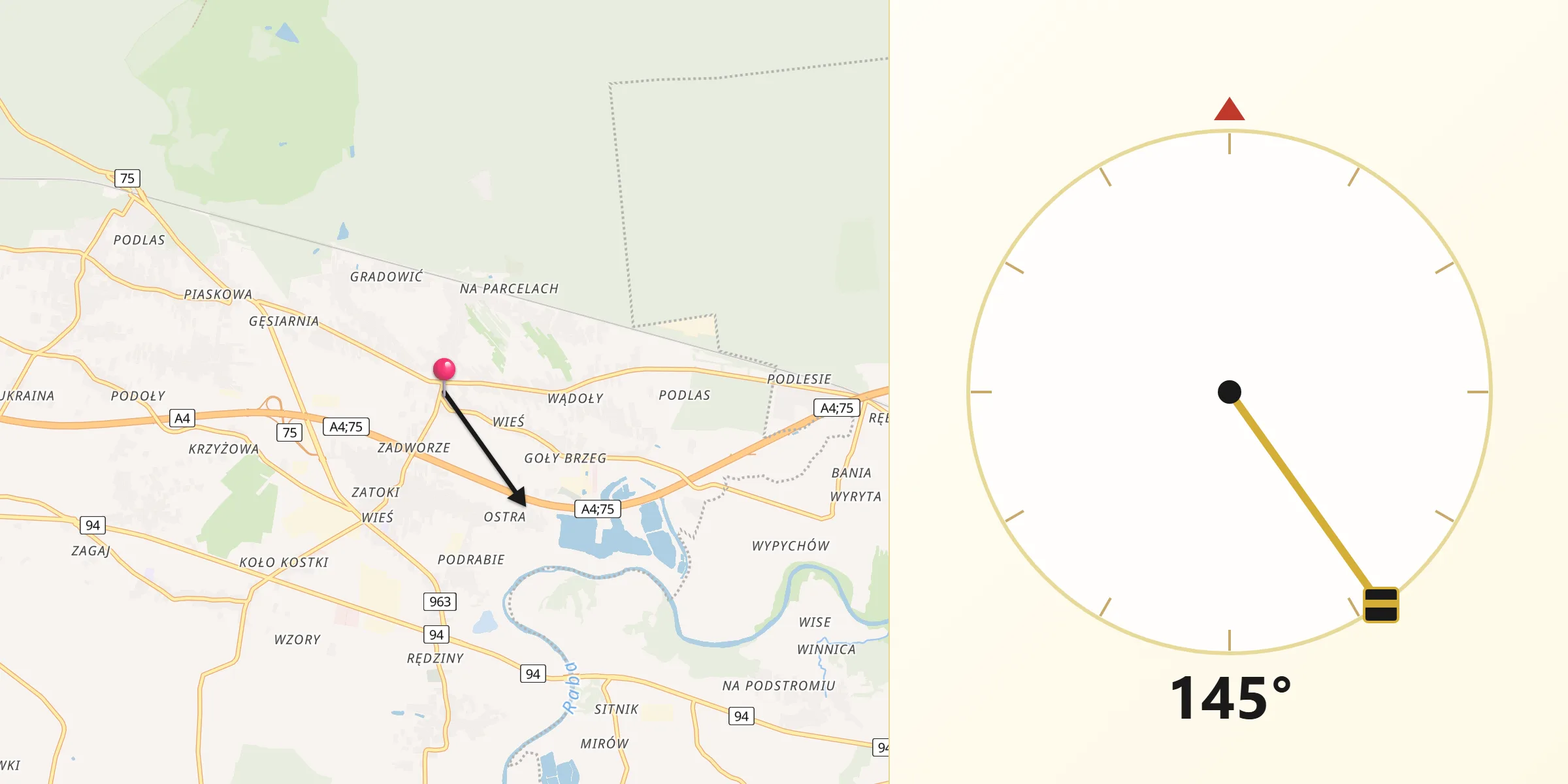 Kierunek Qibla z Kłaj