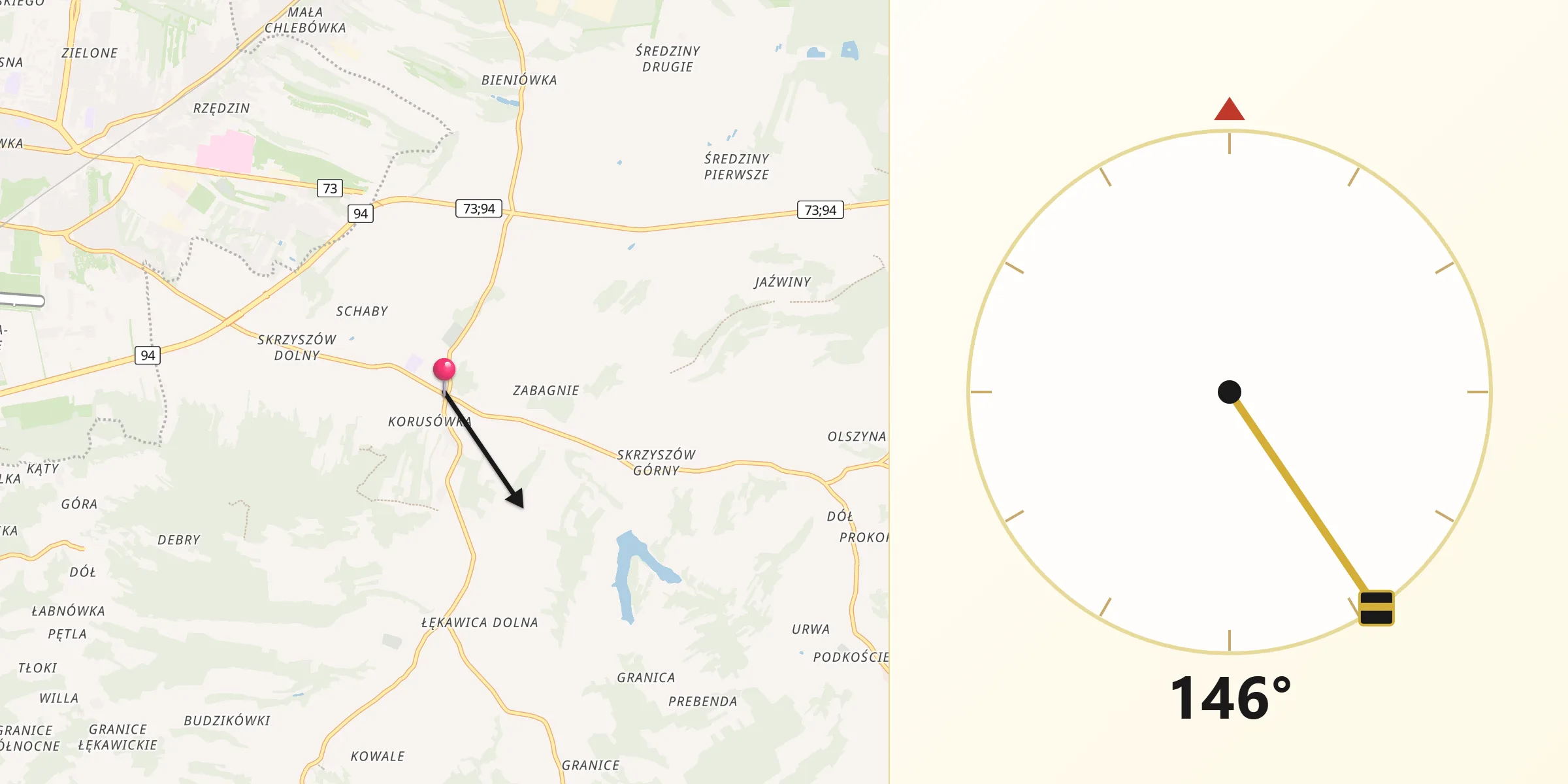 Kierunek Qibla z Skrzyszów