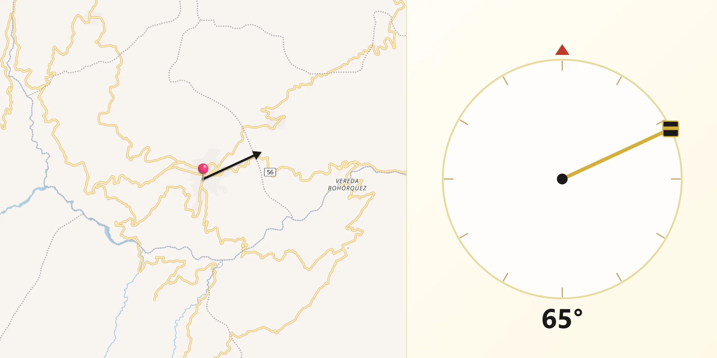 Dirección de la Qibla desde Guateque