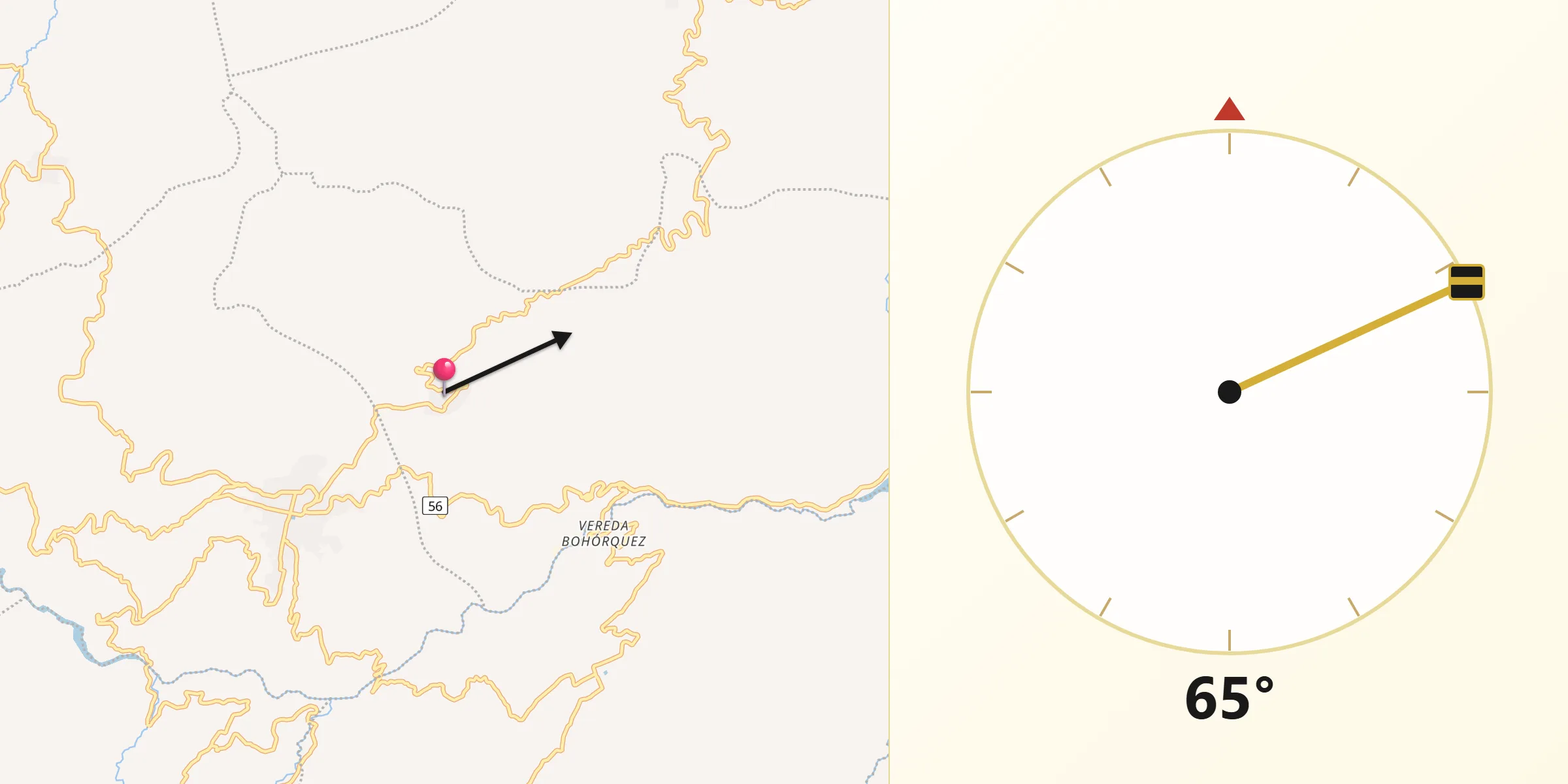 Dirección de la Qibla desde Sutatenza