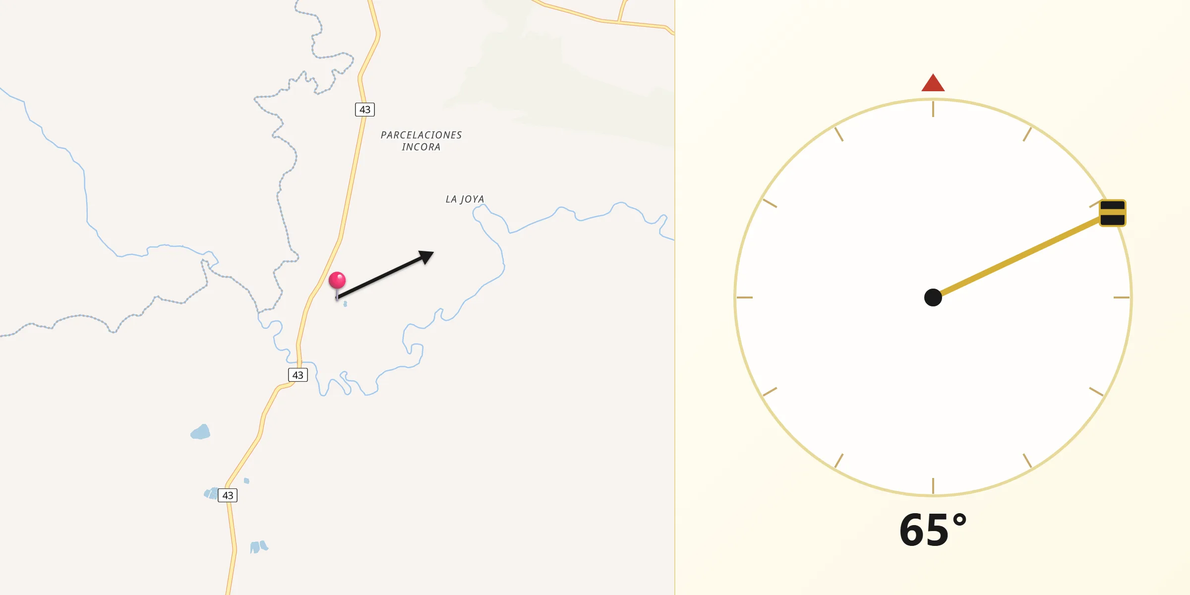 Dirección de la Qibla desde Armero
