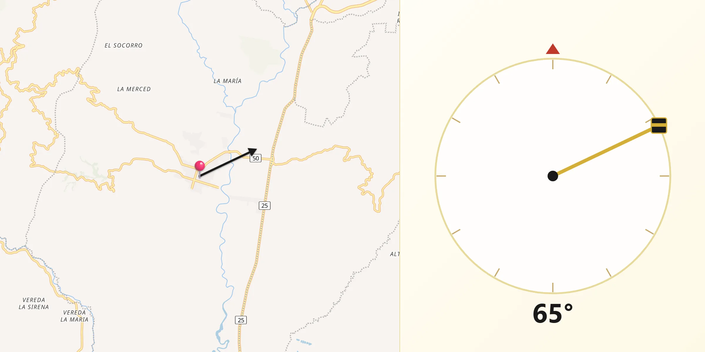 Dirección de la Qibla desde Viterbo