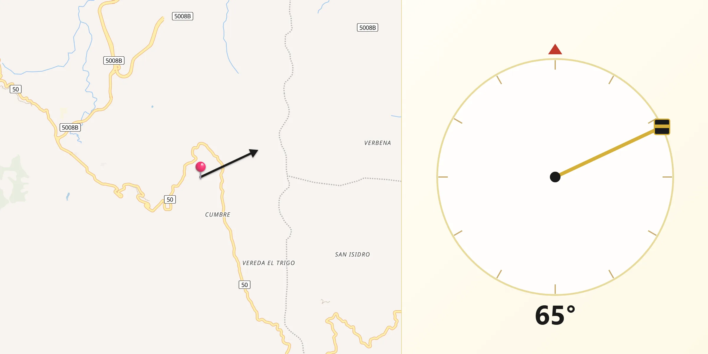 Dirección de la Qibla desde Granada
