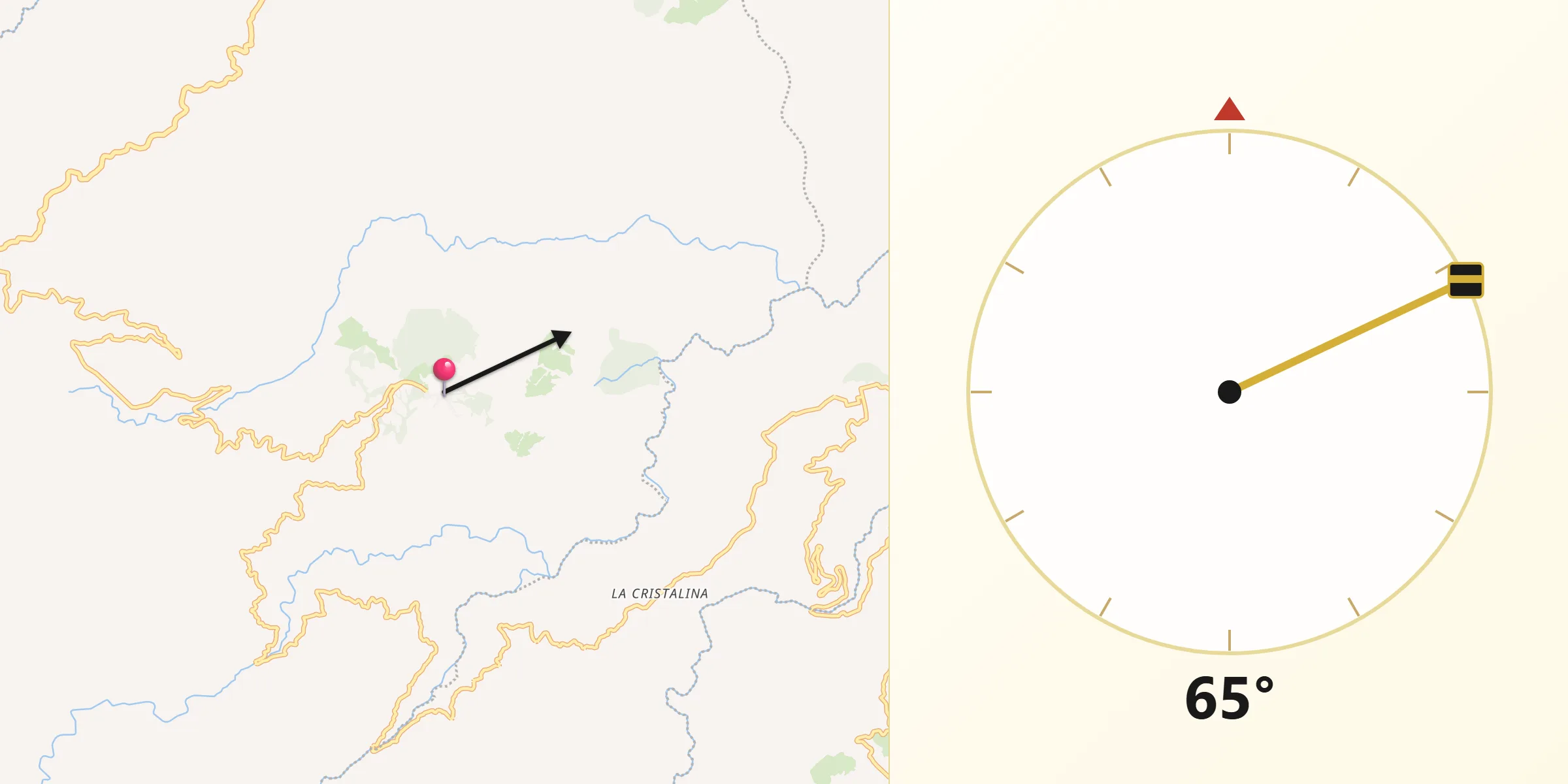 Dirección de la Qibla desde Herveo