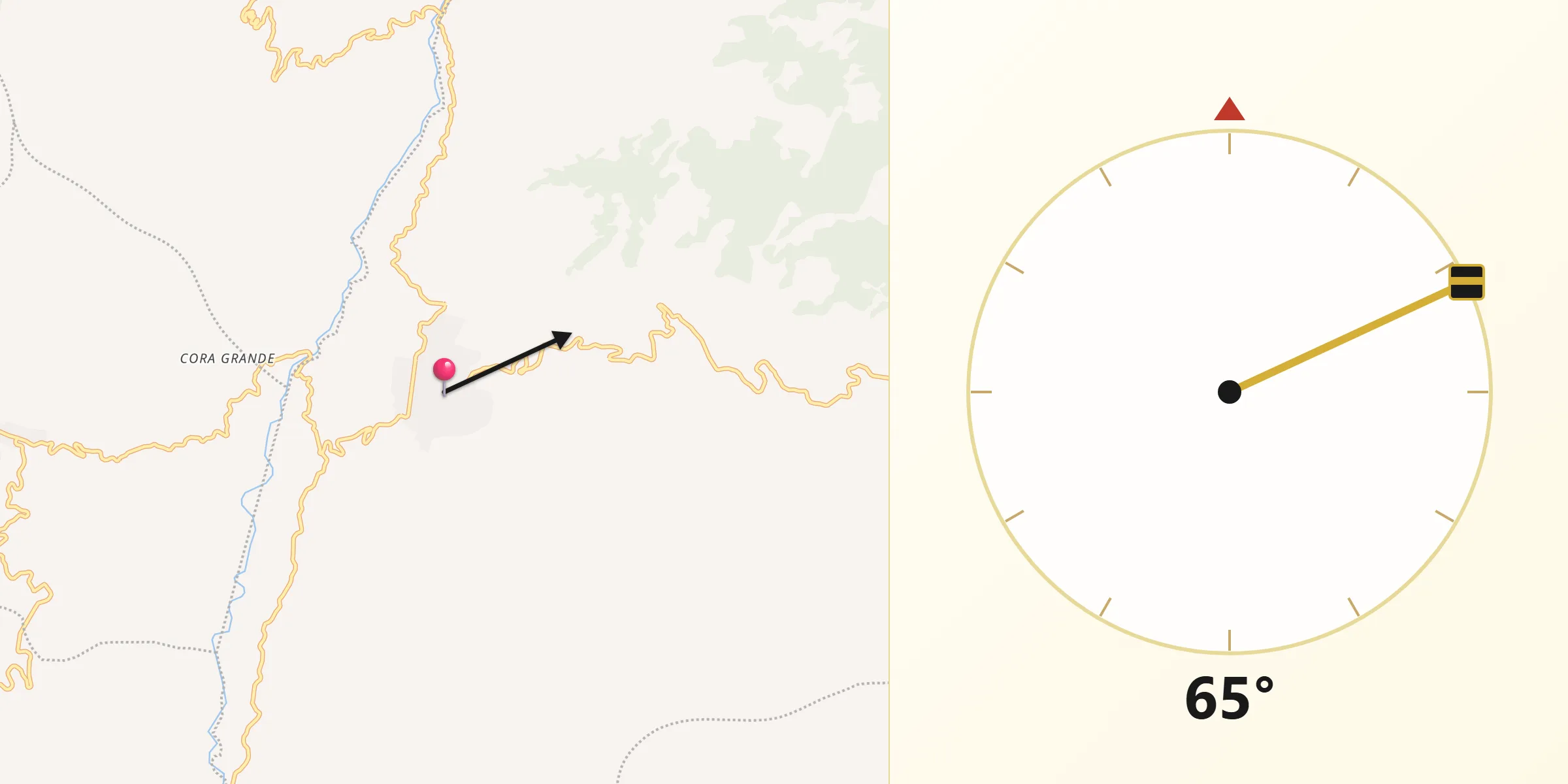 Dirección de la Qibla desde Garagoa