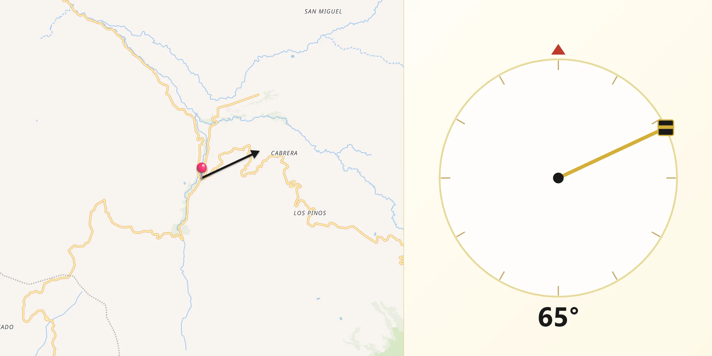 Dirección de la Qibla desde Pacho