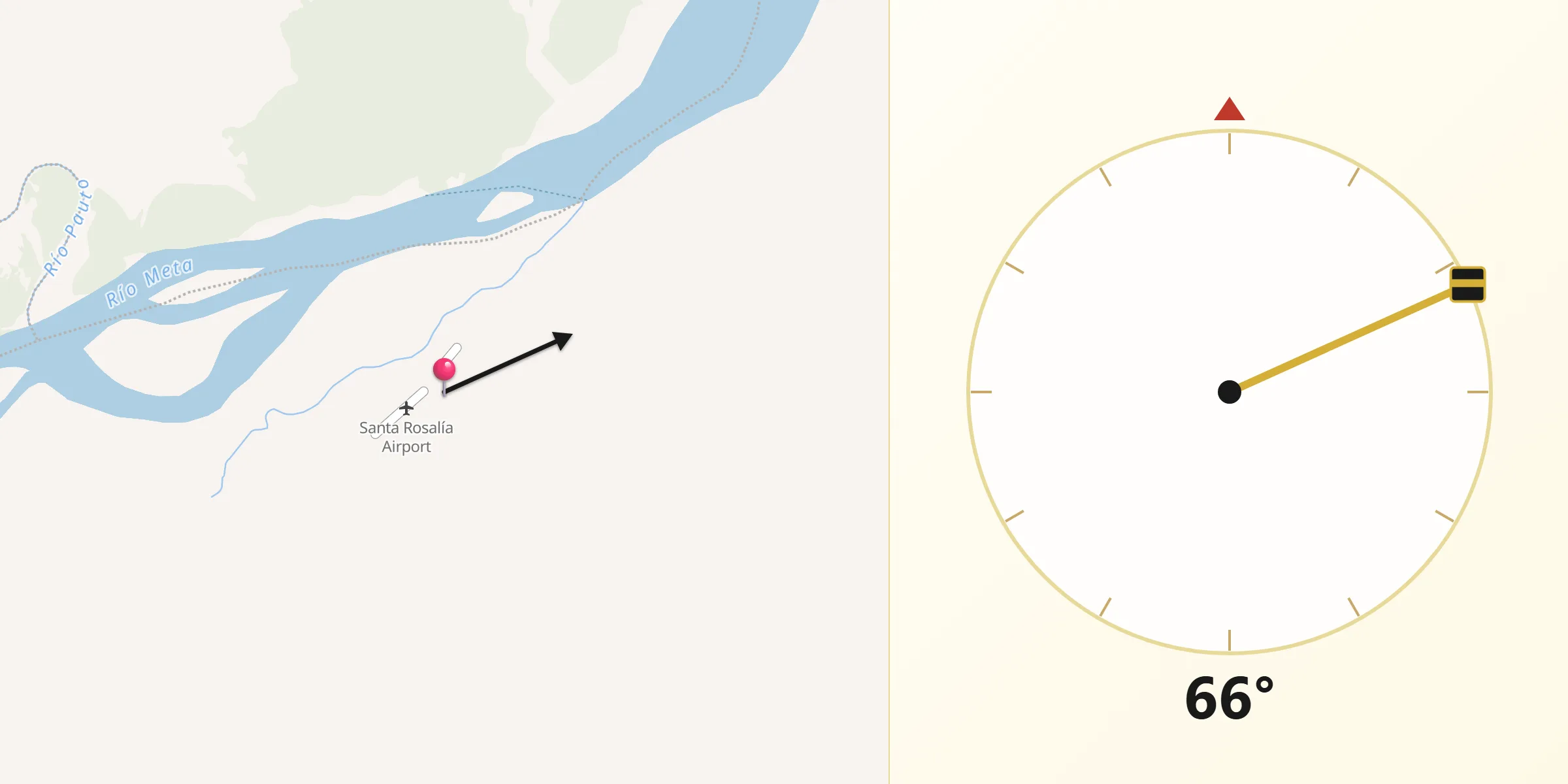 Dirección de la Qibla desde Santa Rosalia