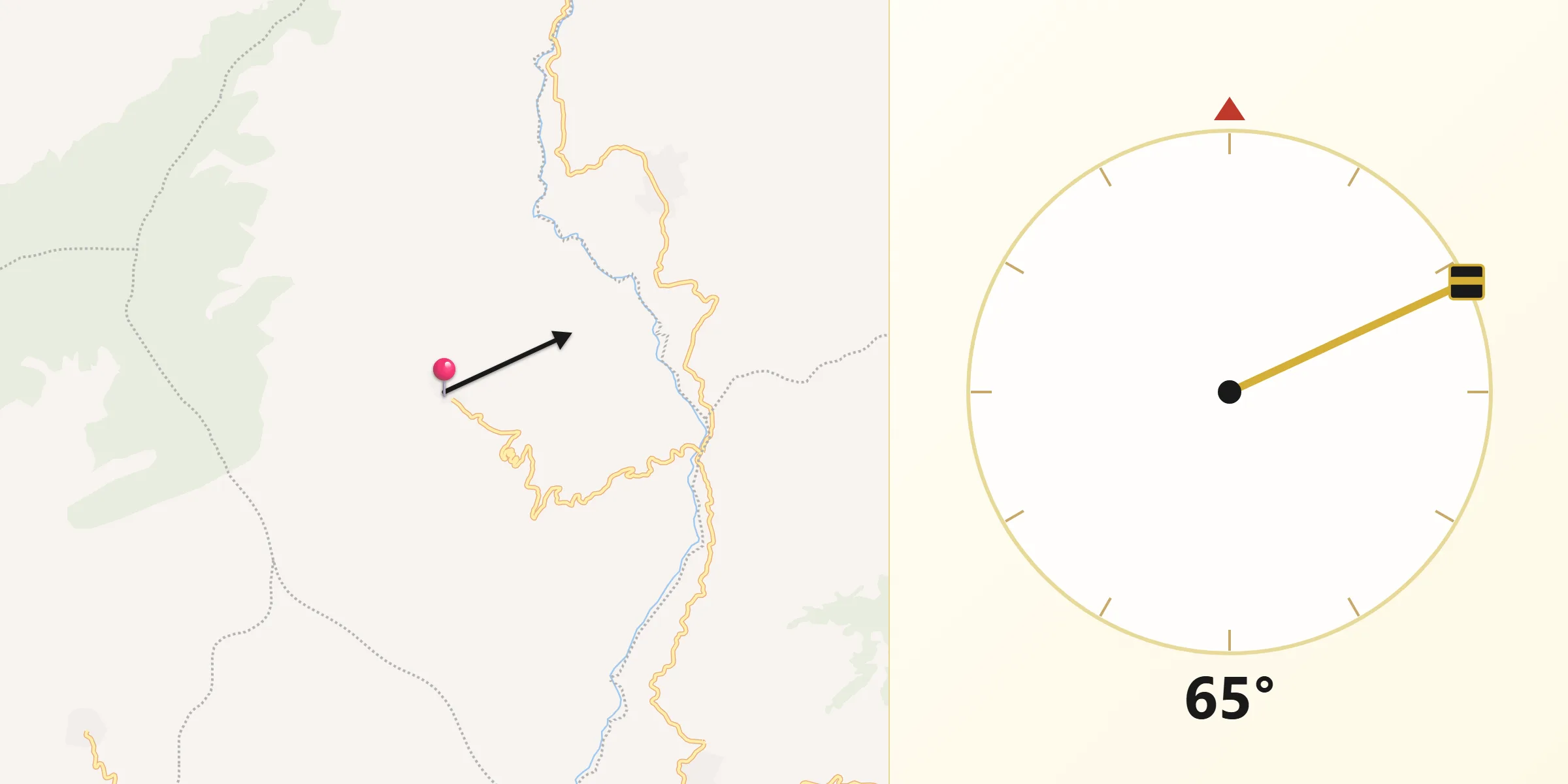 Dirección de la Qibla desde Pachavita