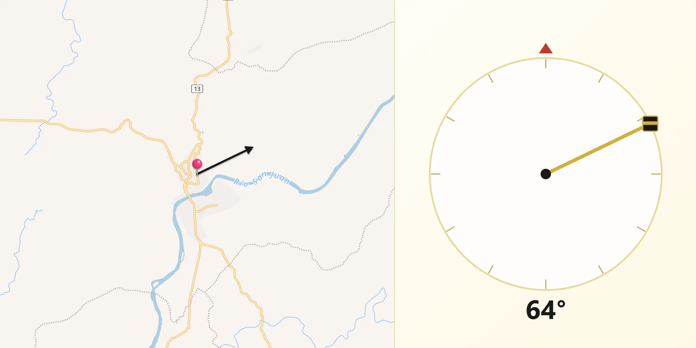 Dirección de la Qibla desde Istmina