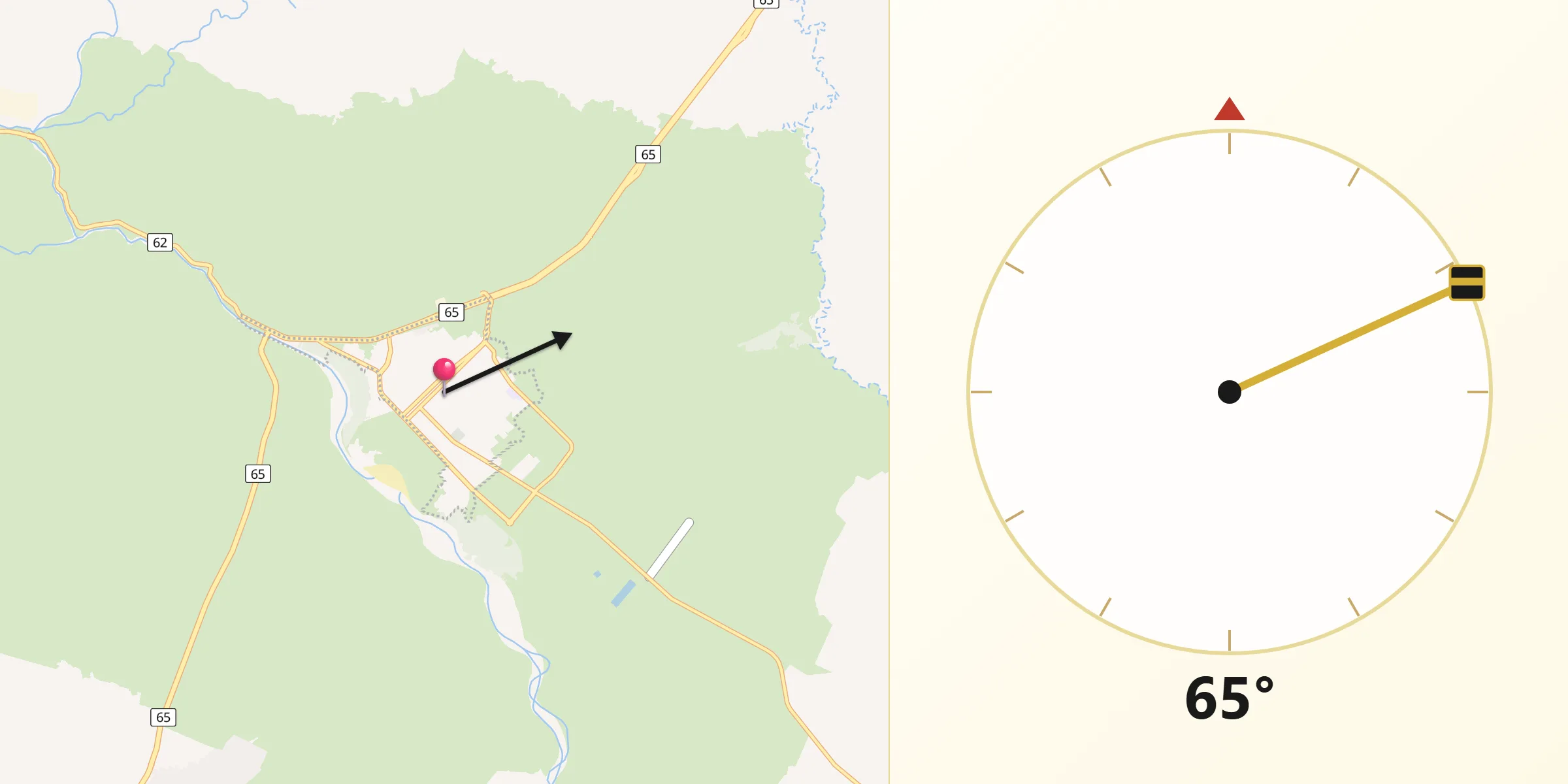 Dirección de la Qibla desde Aguazul
