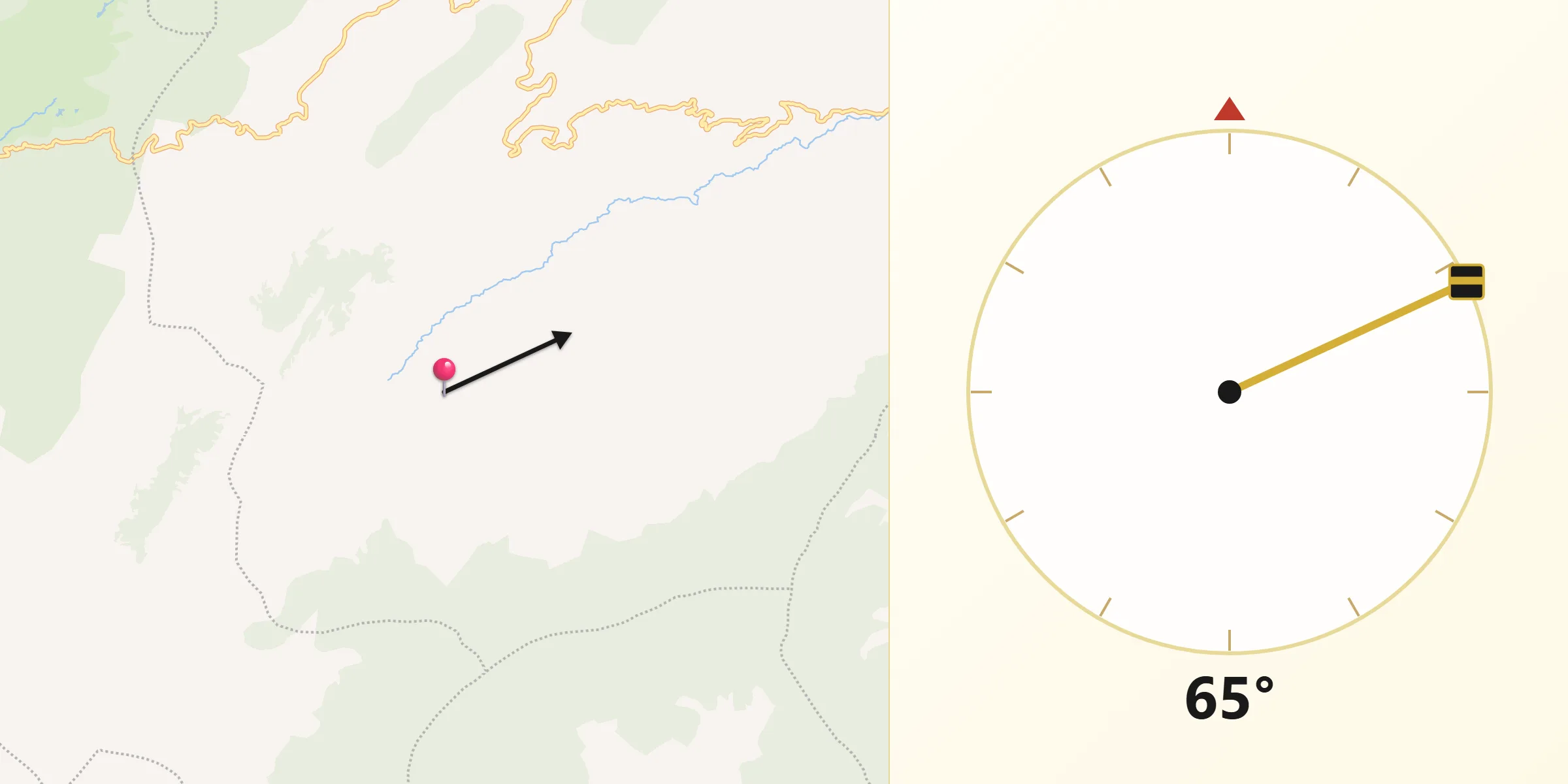Dirección de la Qibla desde Umbita