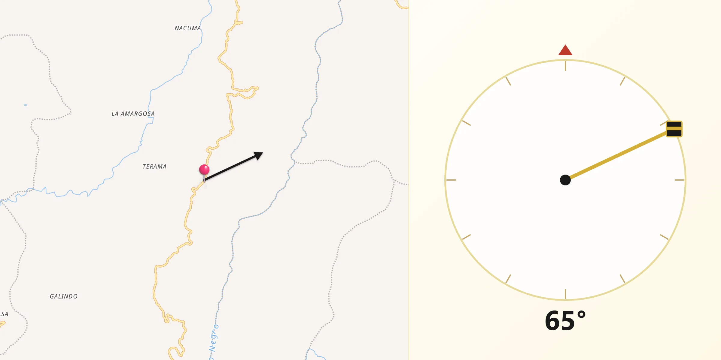 Dirección de la Qibla desde La Peña