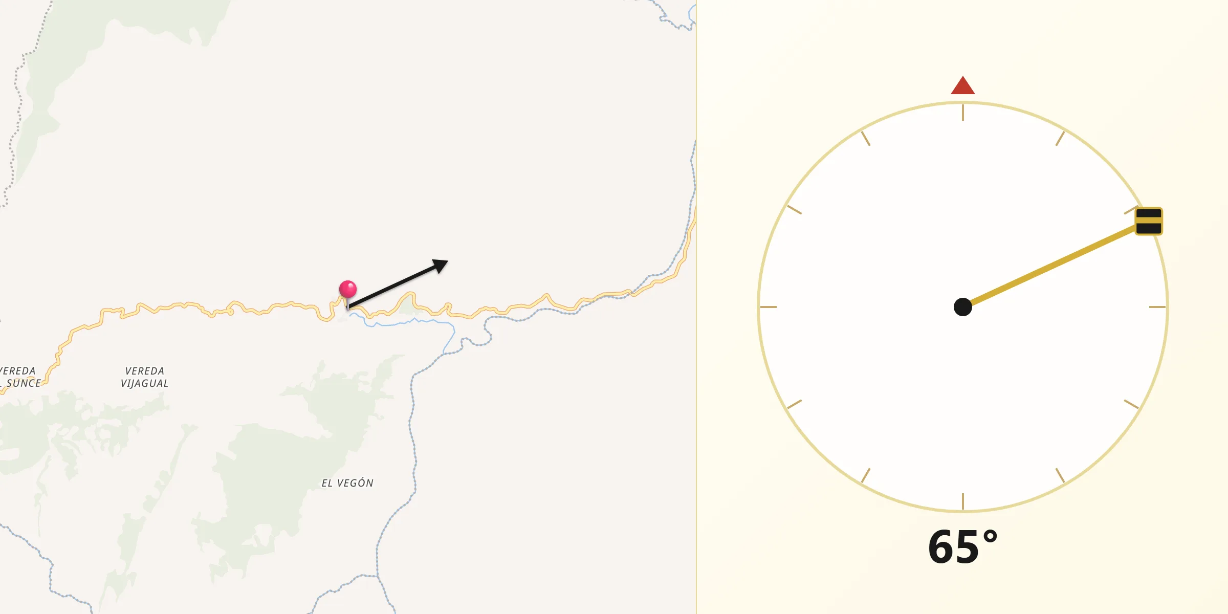 Dirección de la Qibla desde Recetor