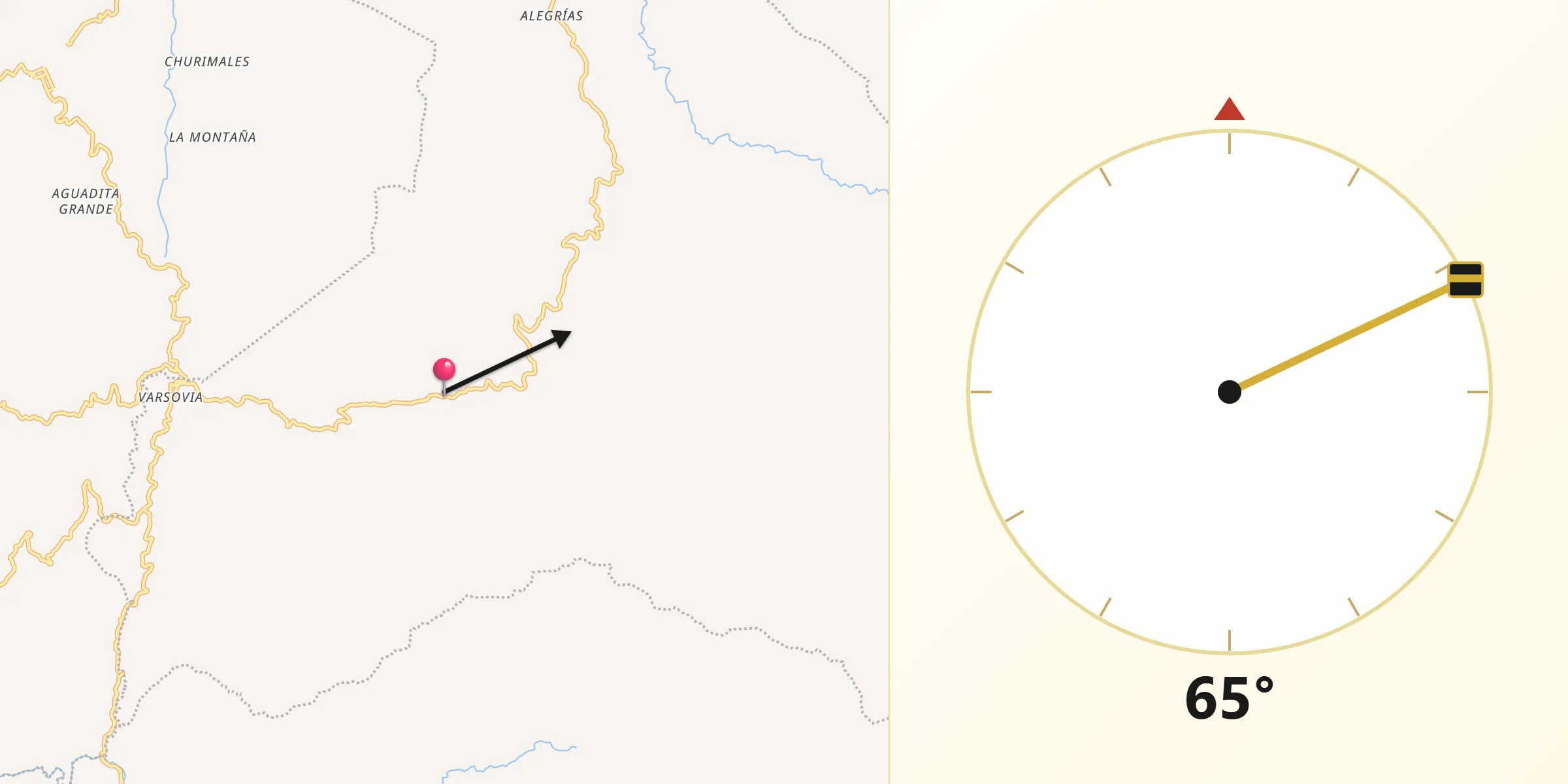 Dirección de la Qibla desde Aranzazu