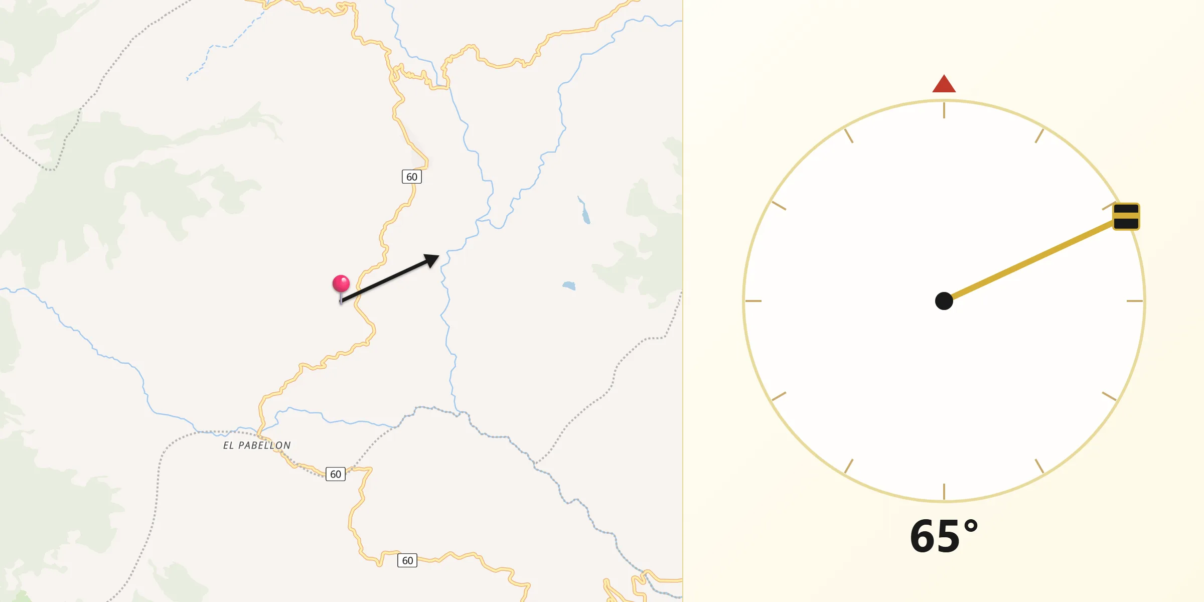 Dirección de la Qibla desde Zetaquira