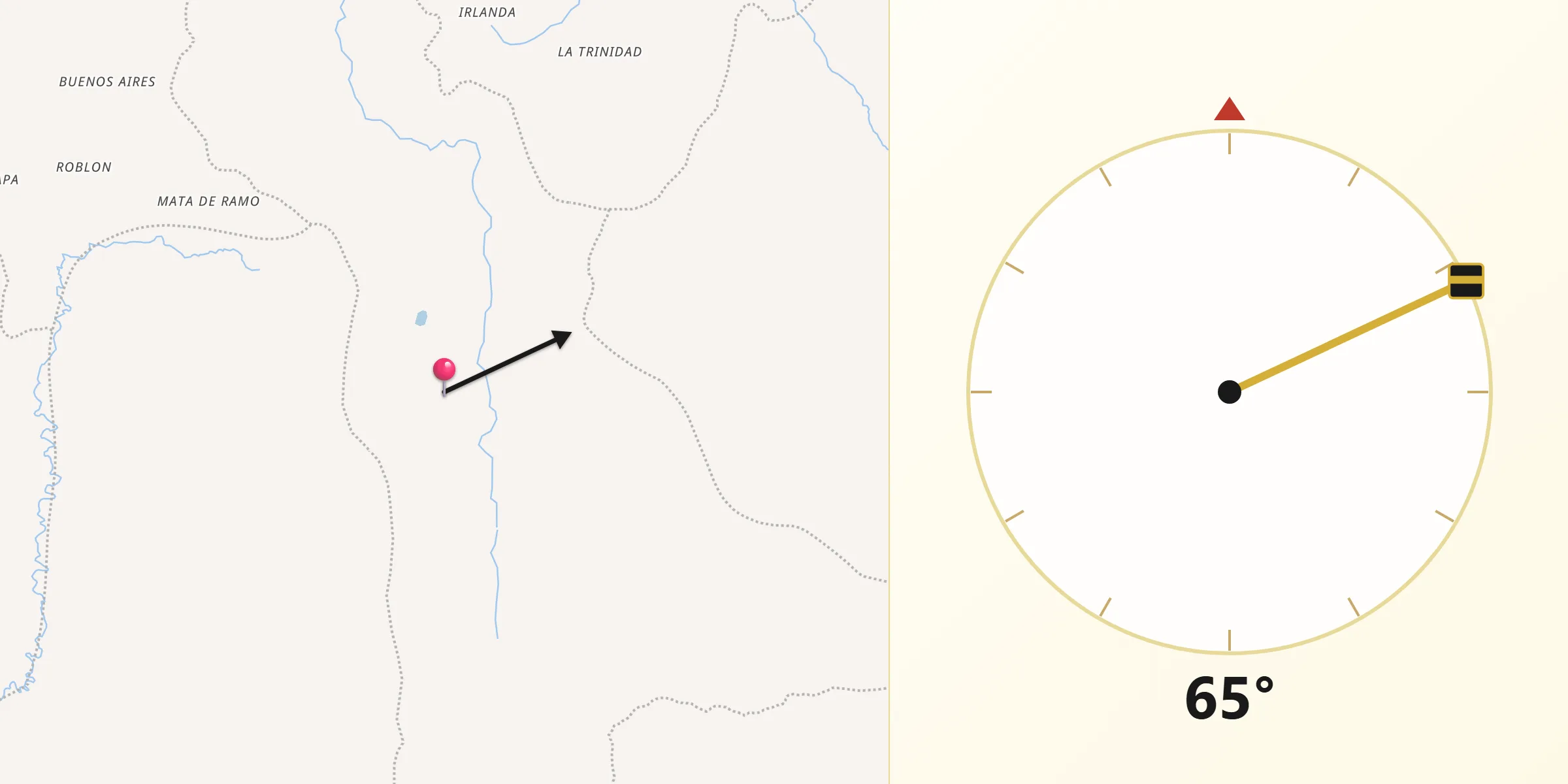 Dirección de la Qibla desde Villagómez