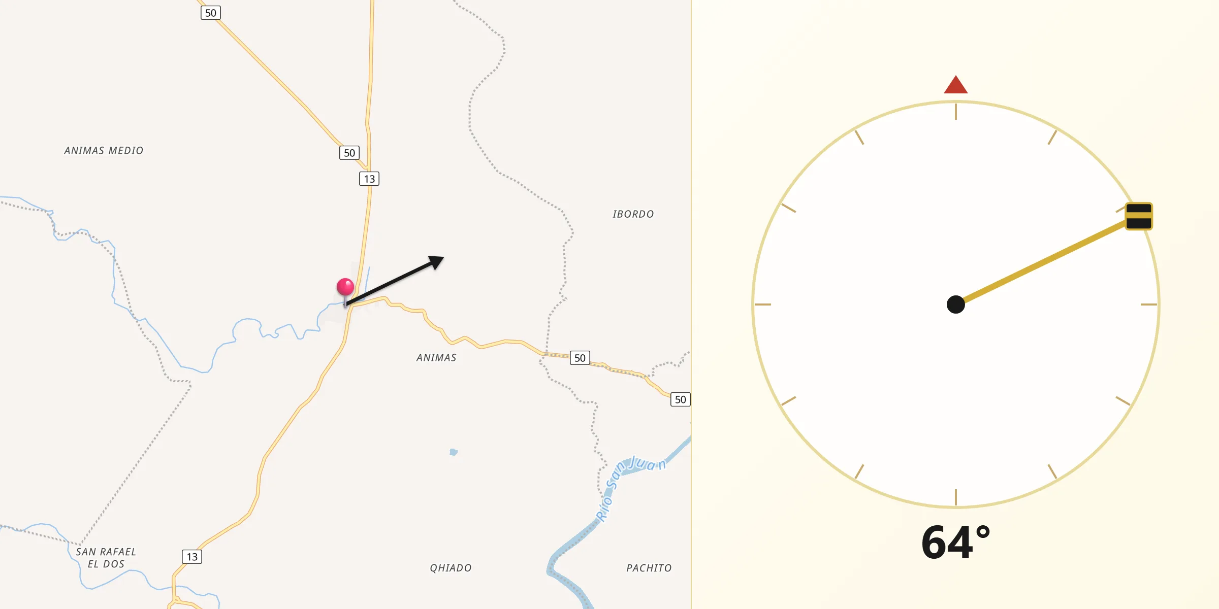 Dirección de la Qibla desde Unión Panamericana