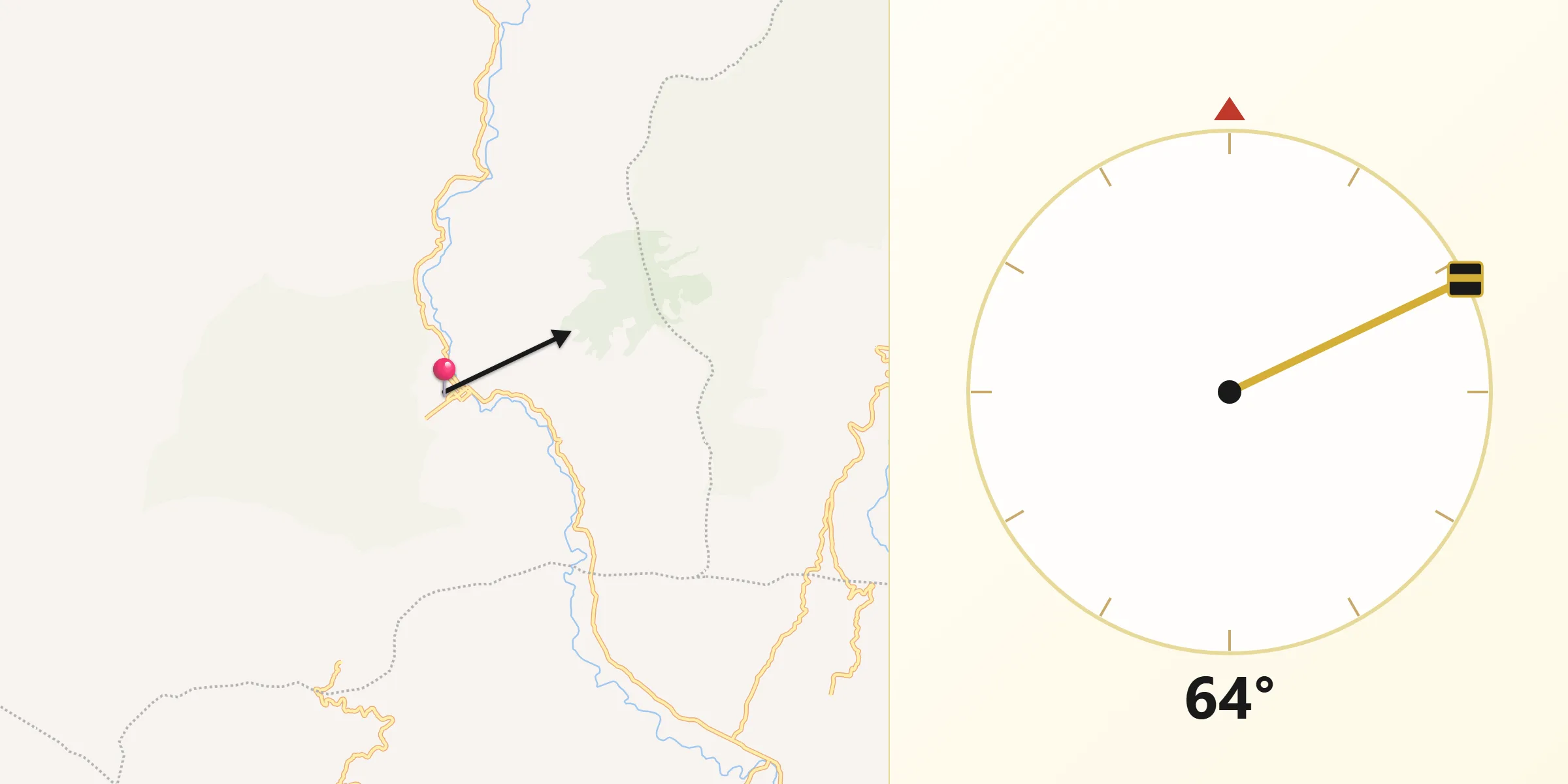 Dirección de la Qibla desde Mistrató