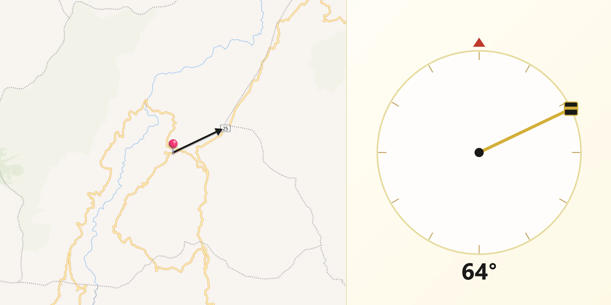 Dirección de la Qibla desde Guática