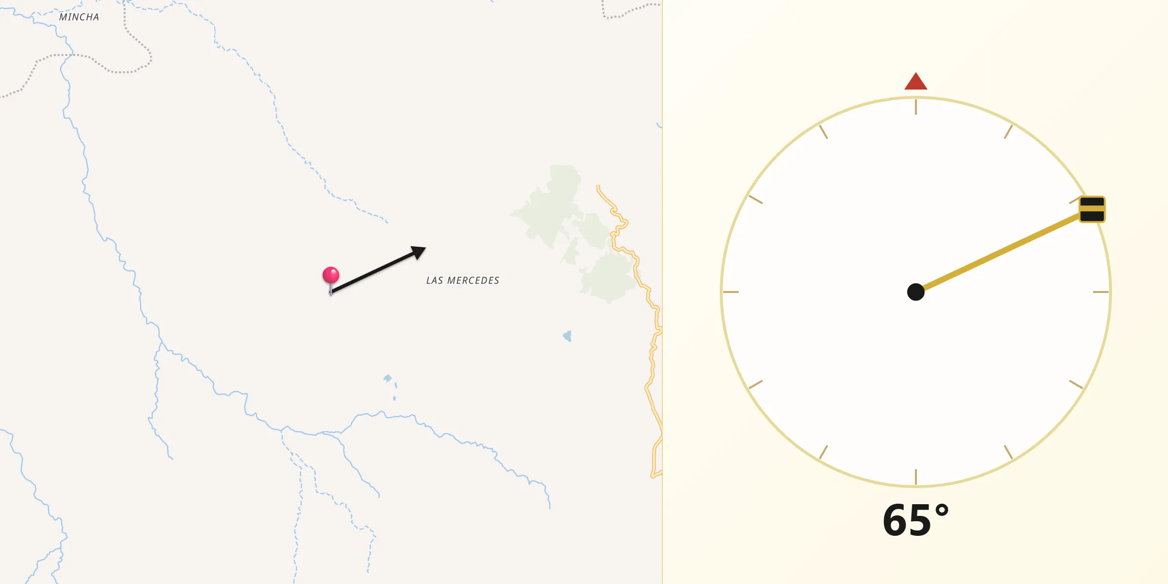 Dirección de la Qibla desde San Cayetano