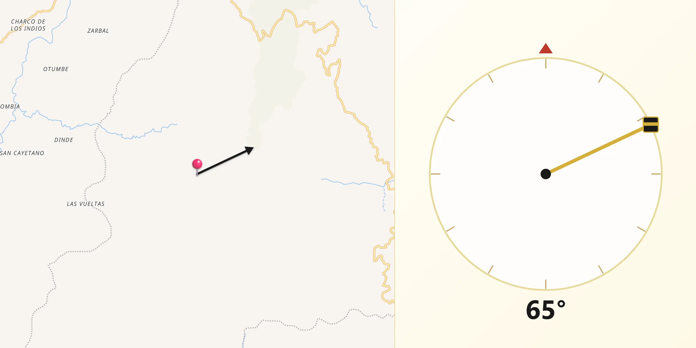 Dirección de la Qibla desde La Palma