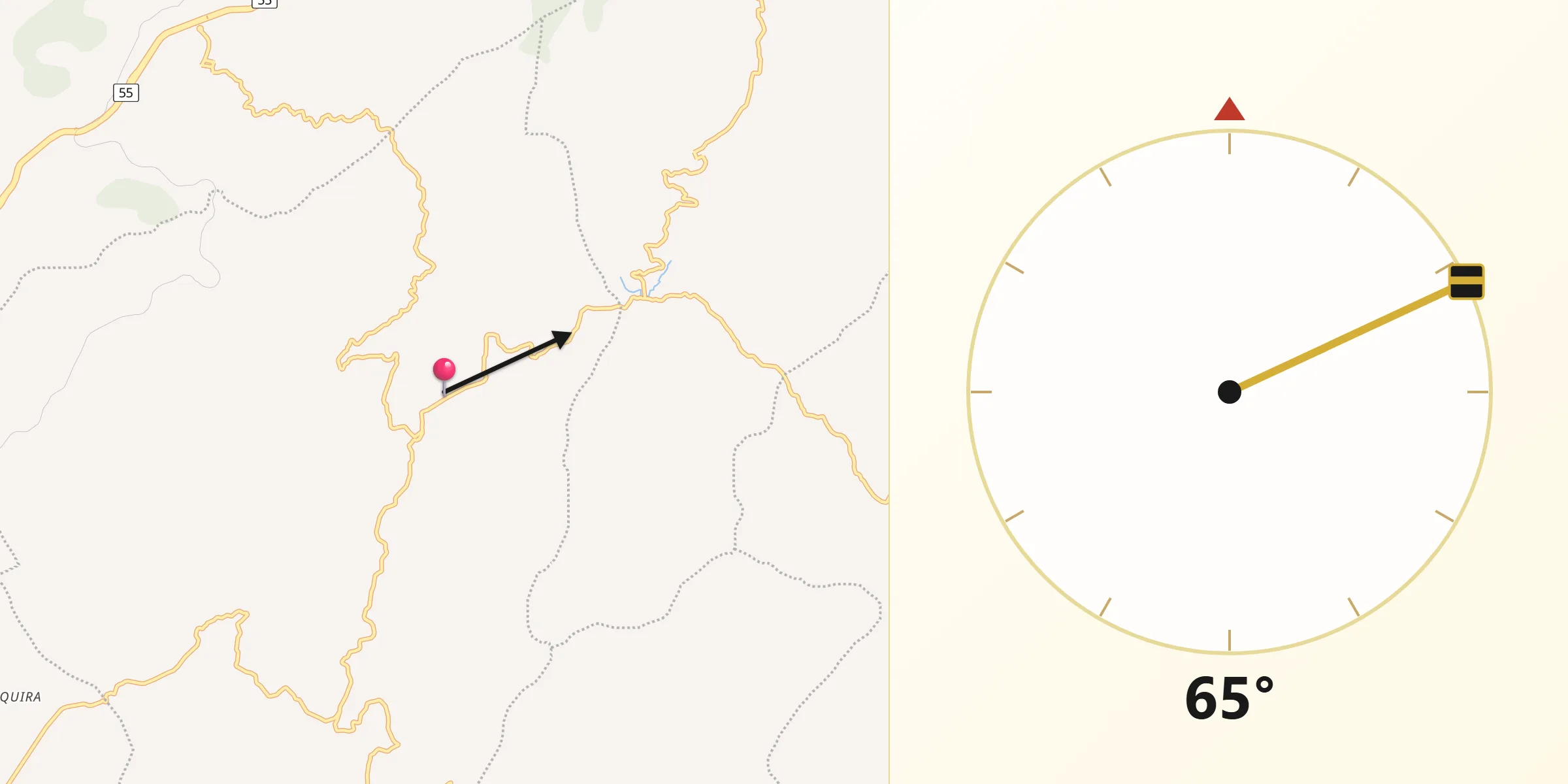 Dirección de la Qibla desde Turmequé