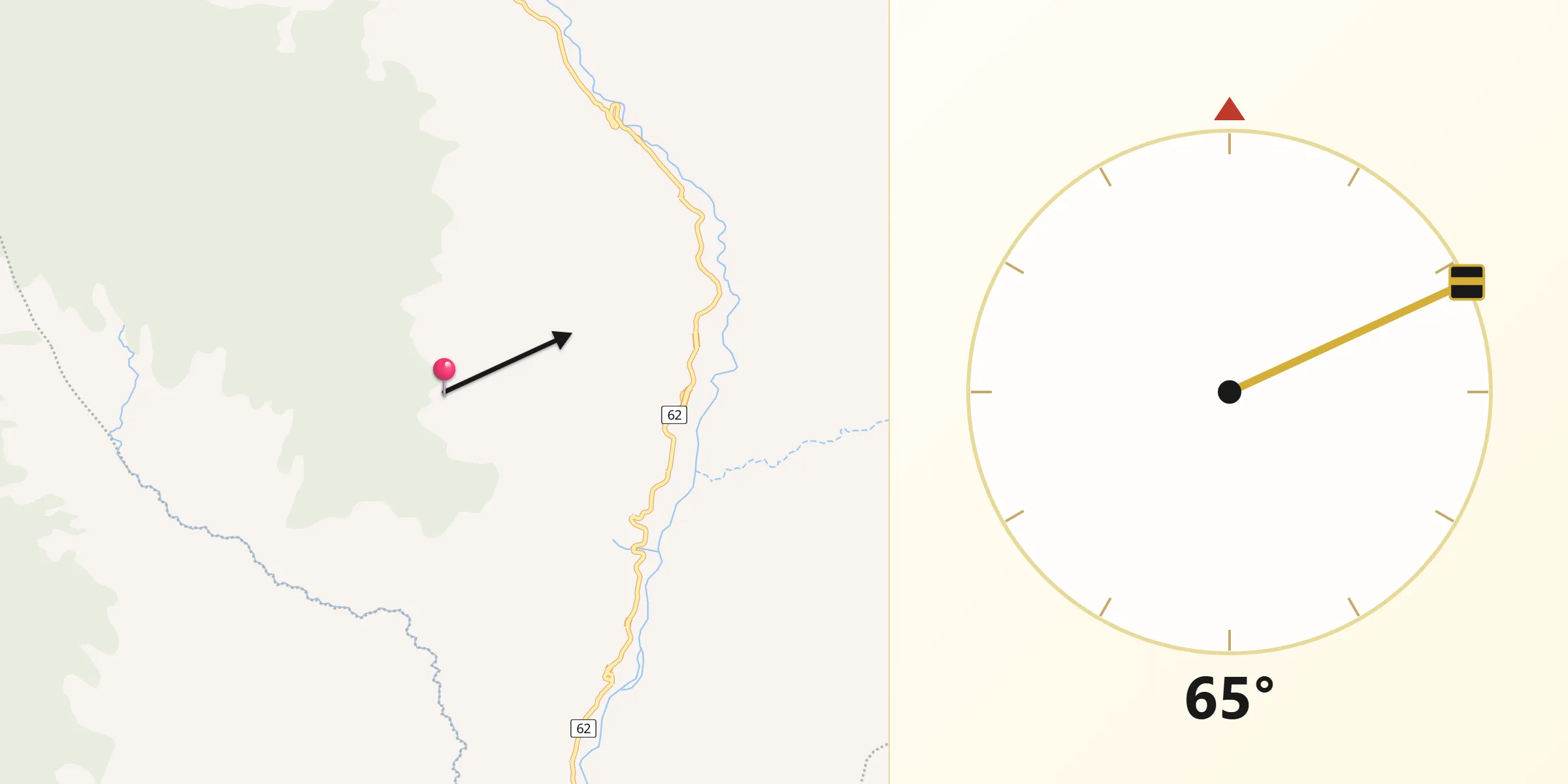 Dirección de la Qibla desde Pajarito