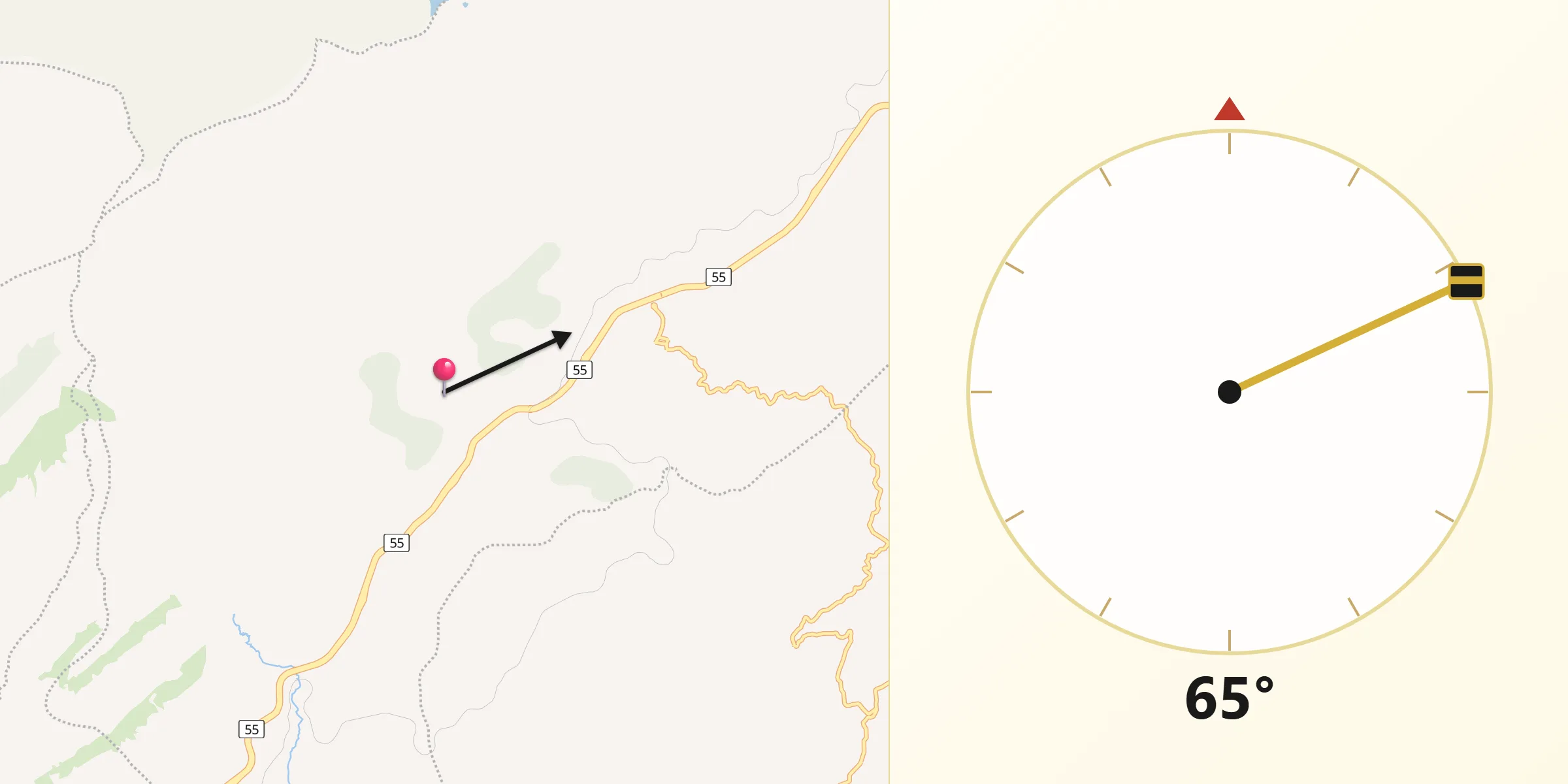 Dirección de la Qibla desde Ventaquemada