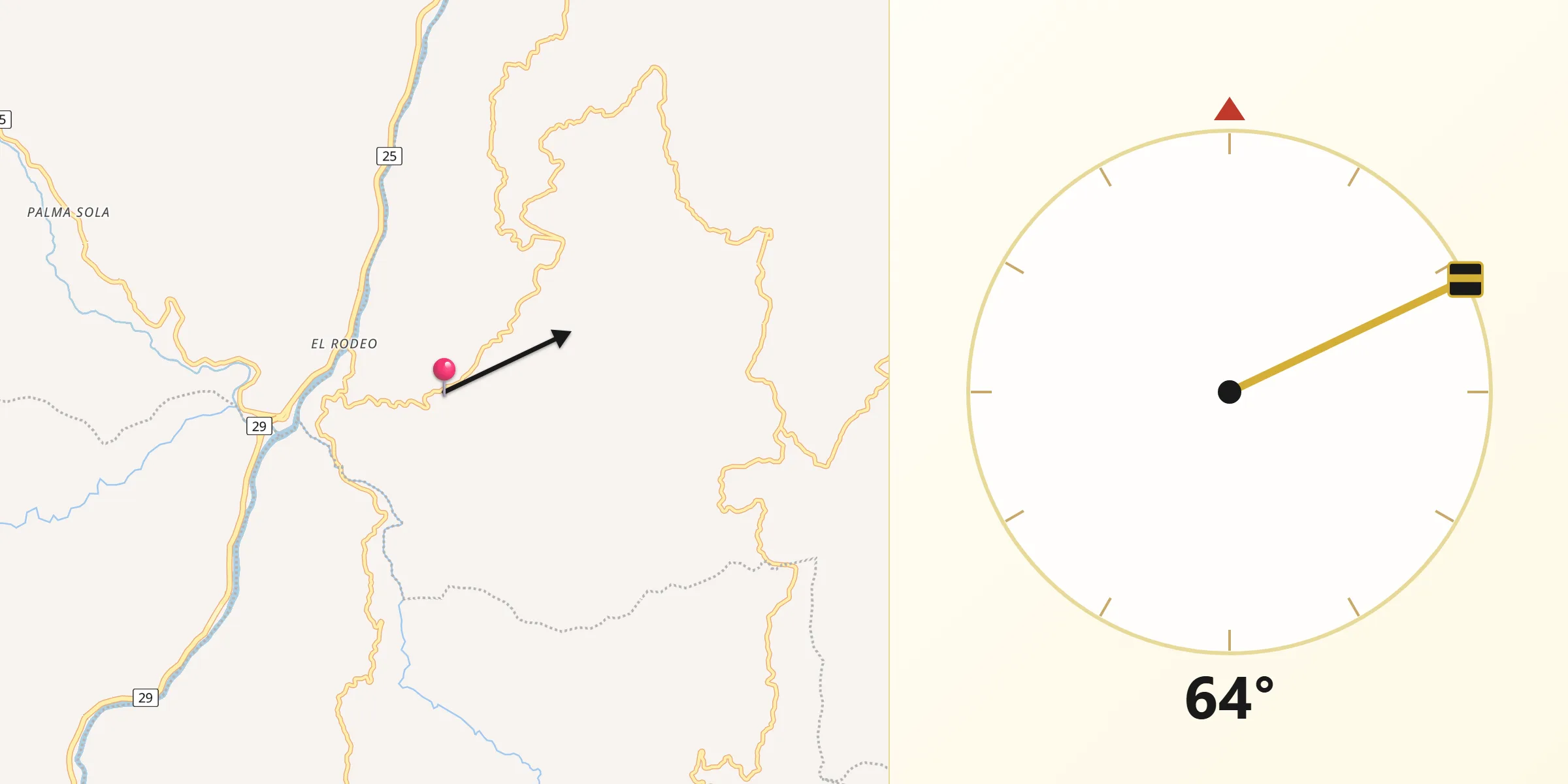 Dirección de la Qibla desde La Merced