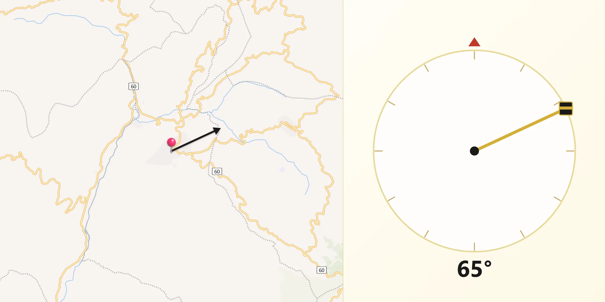 Dirección de la Qibla desde Ramiriquí