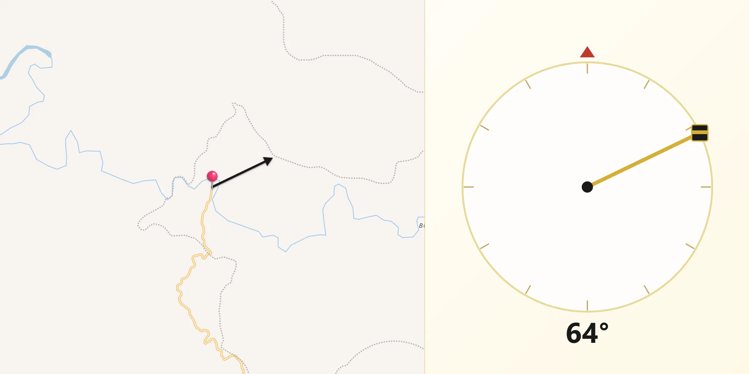 Dirección de la Qibla desde Bagadó