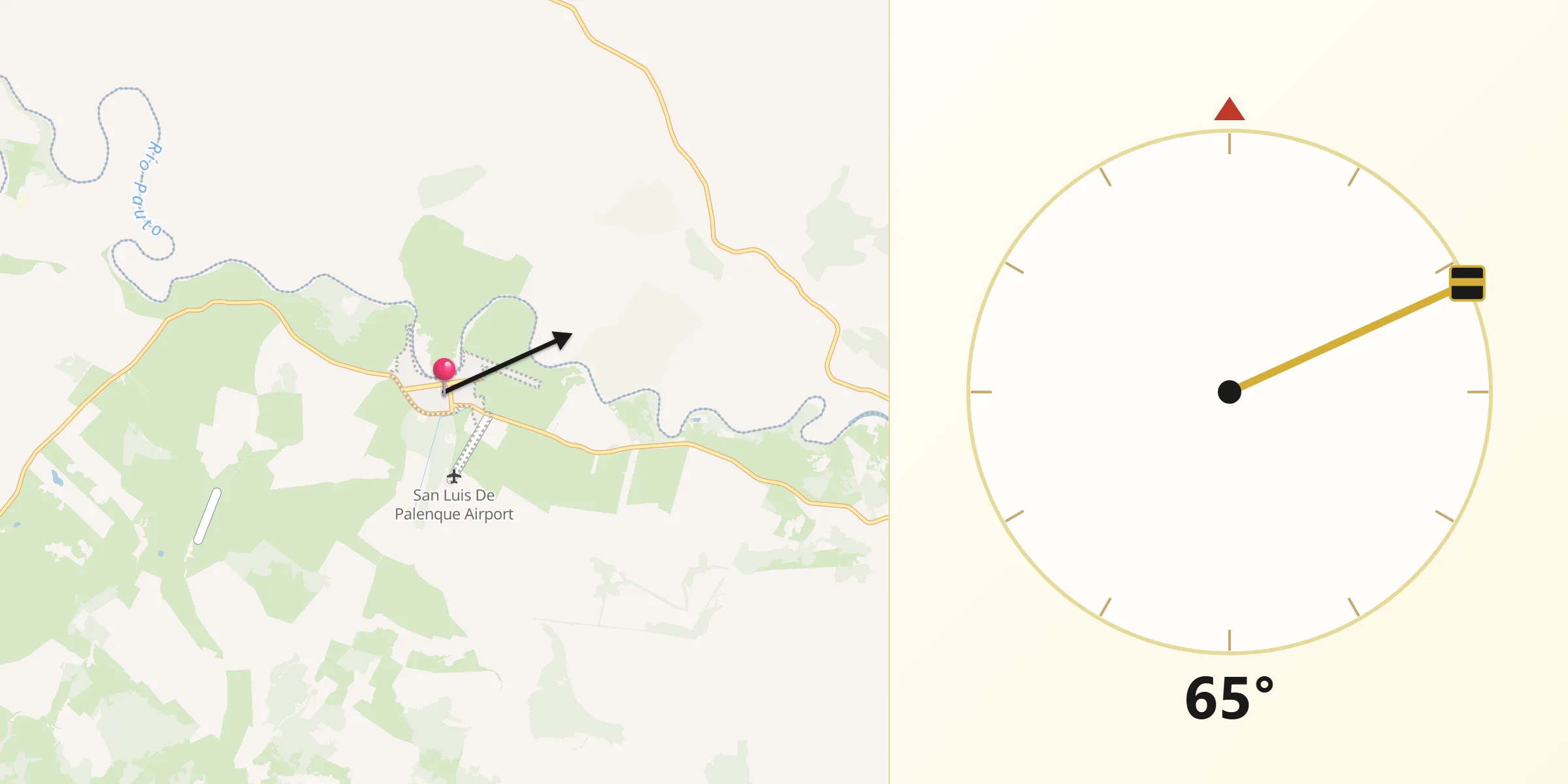 Dirección de la Qibla desde San Luis de Palenque