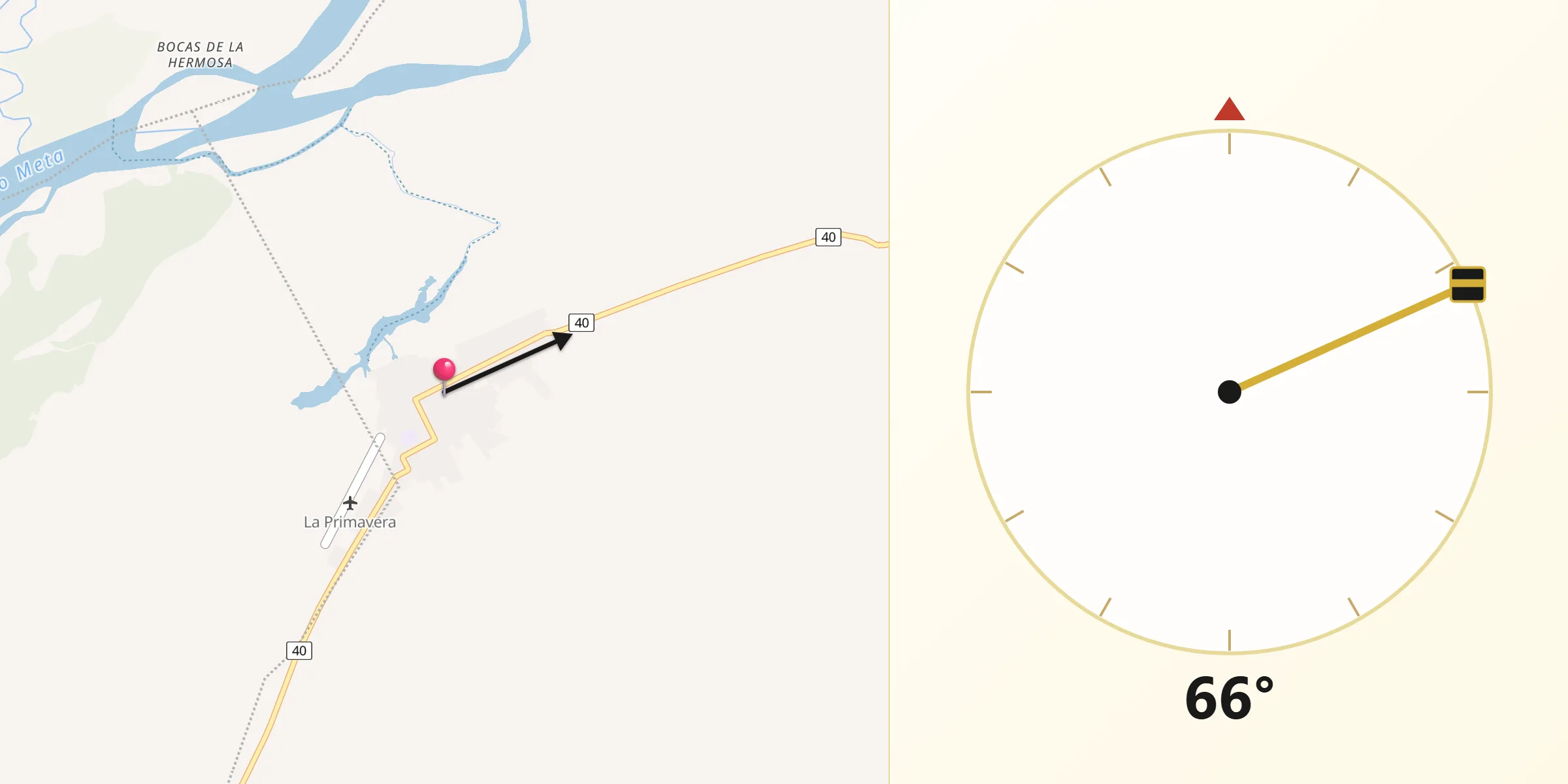 Dirección de la Qibla desde La Primavera