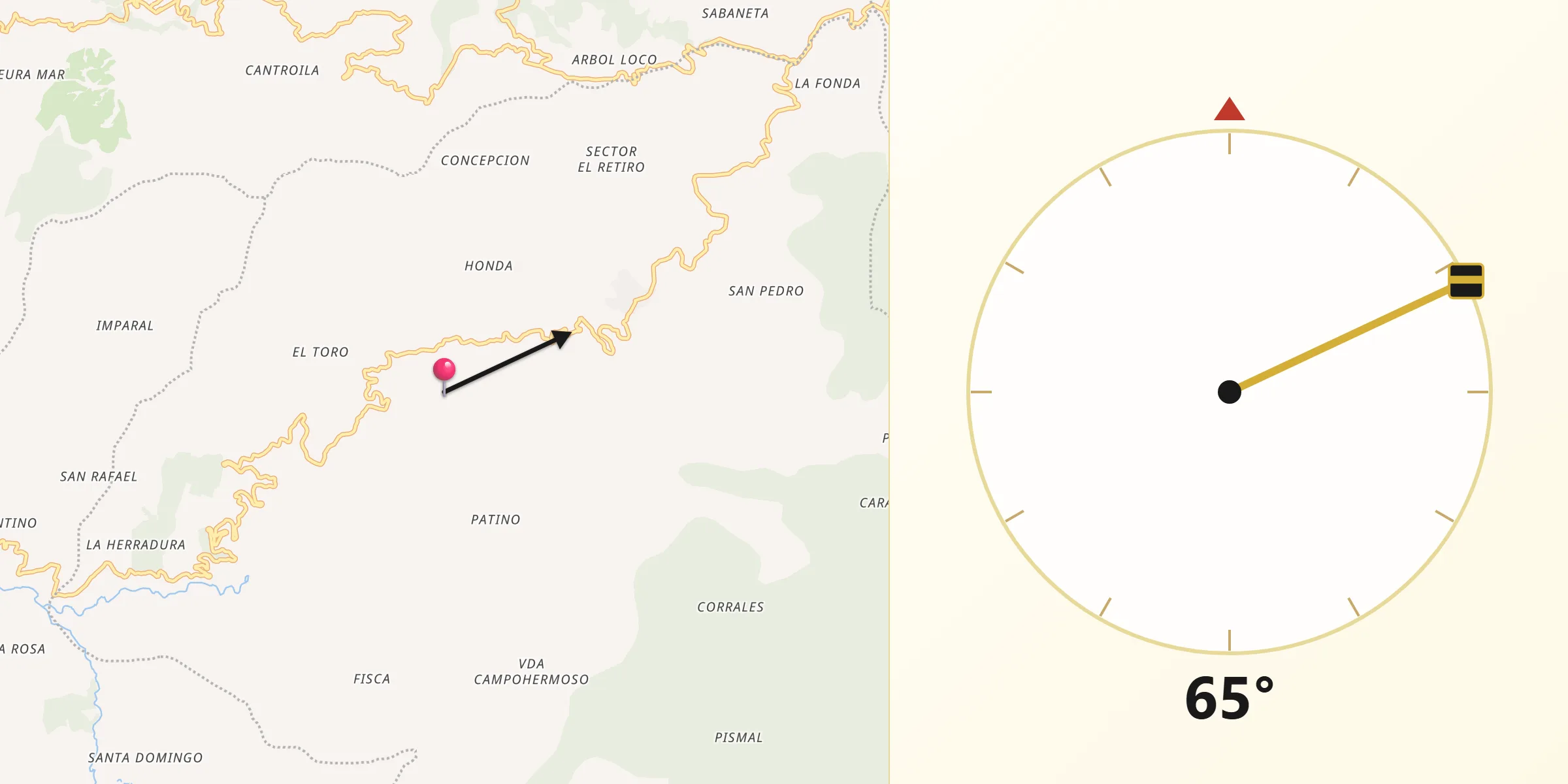 Dirección de la Qibla desde Buenavista