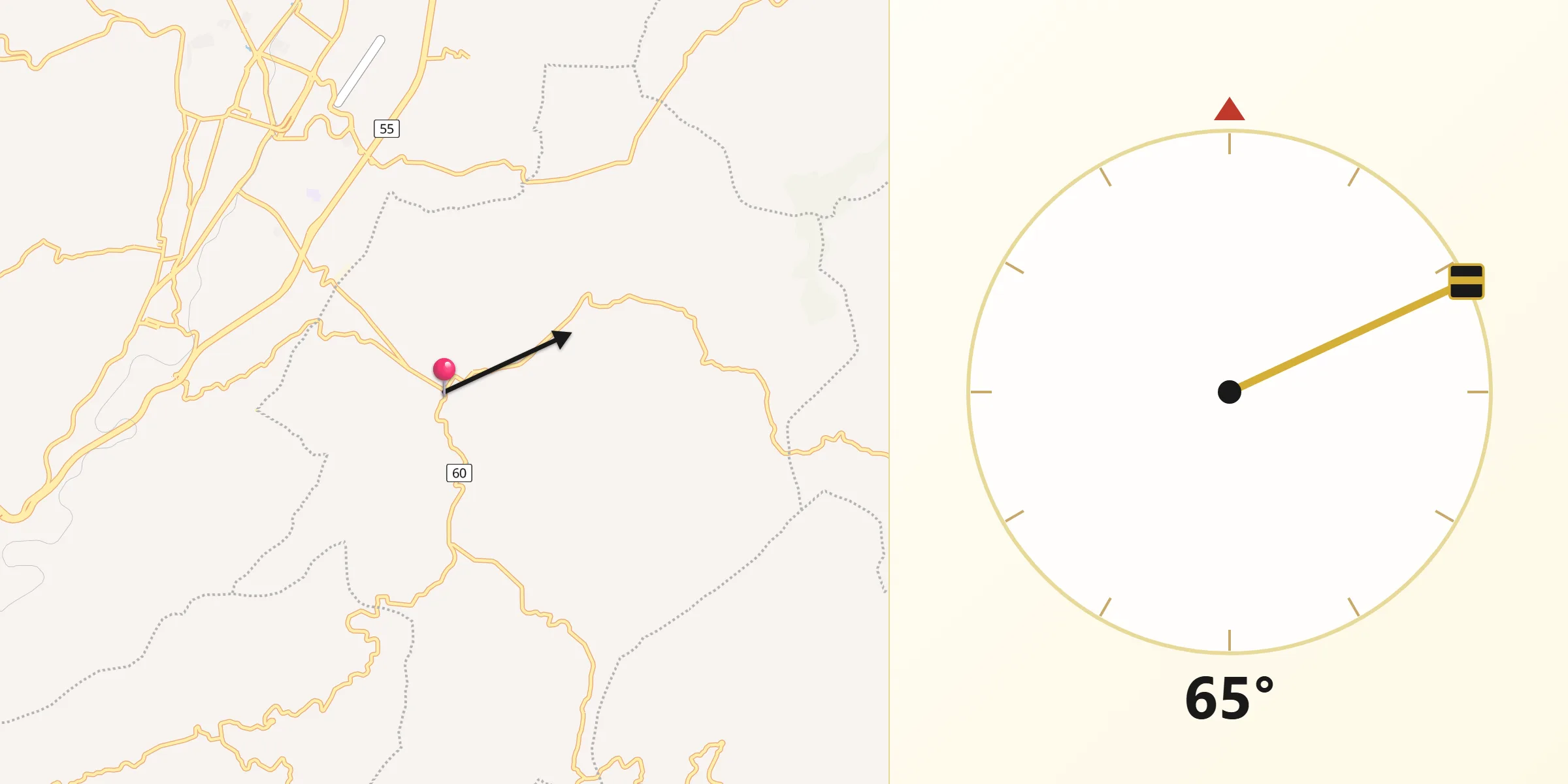 Dirección de la Qibla desde Soracá